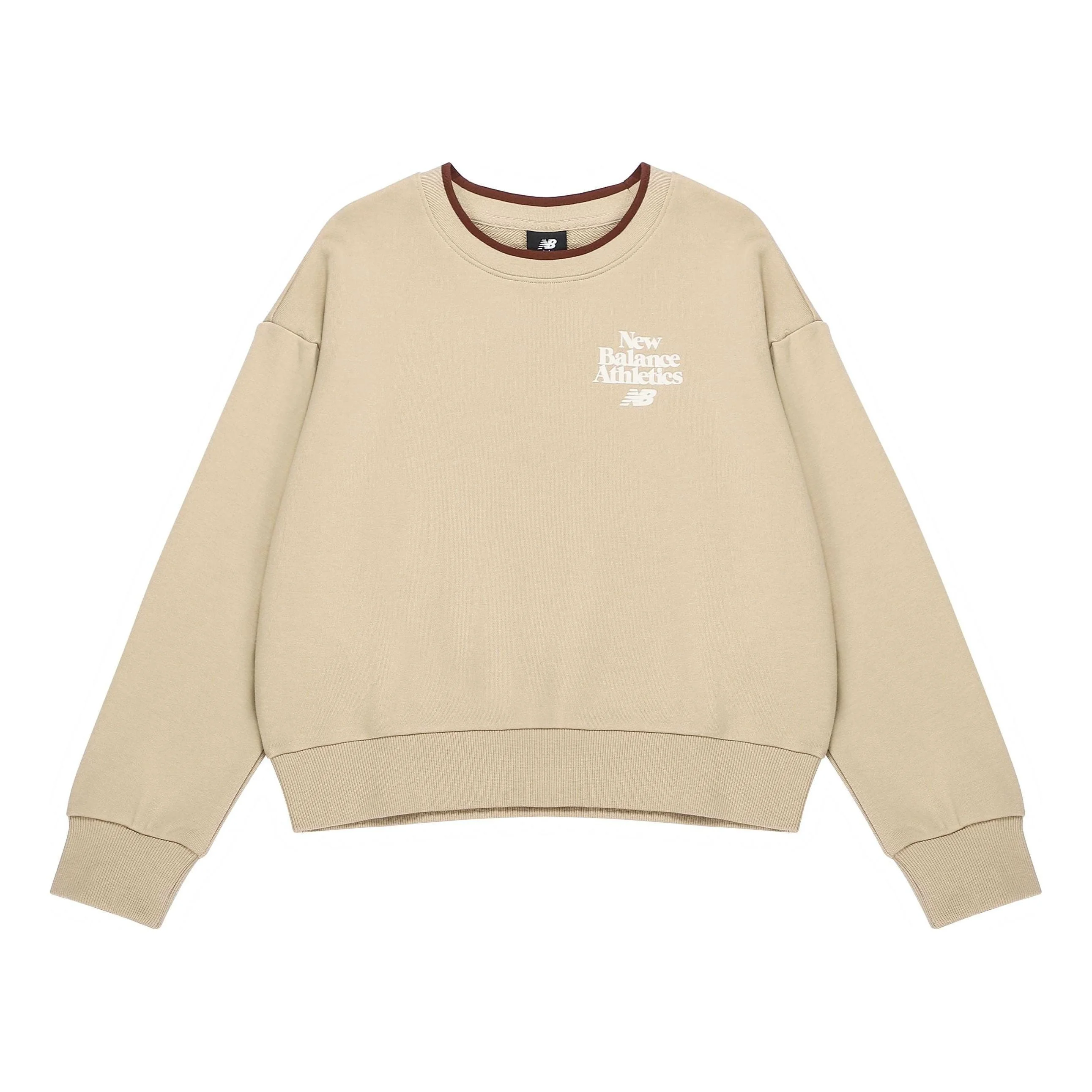 (WMNS) New Balance Athletics 70s Crewneck Sweatshirt 'Beige White' AWT23552-INC - 1