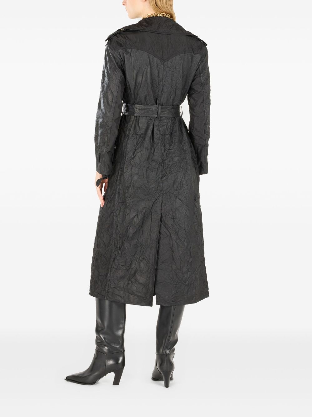 crinkled trench coat - 5