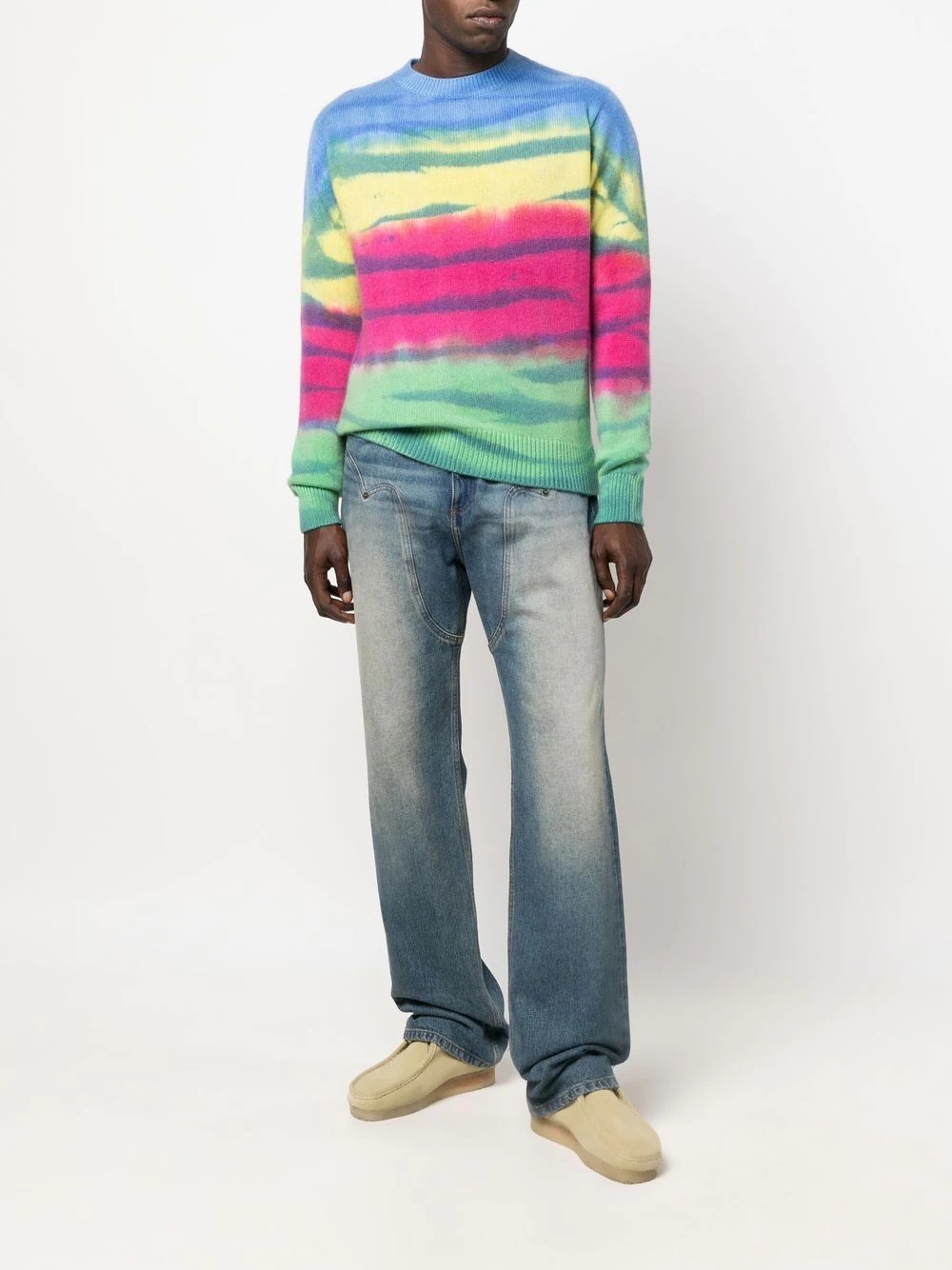 striped tie-dye cashmere jumper - 2