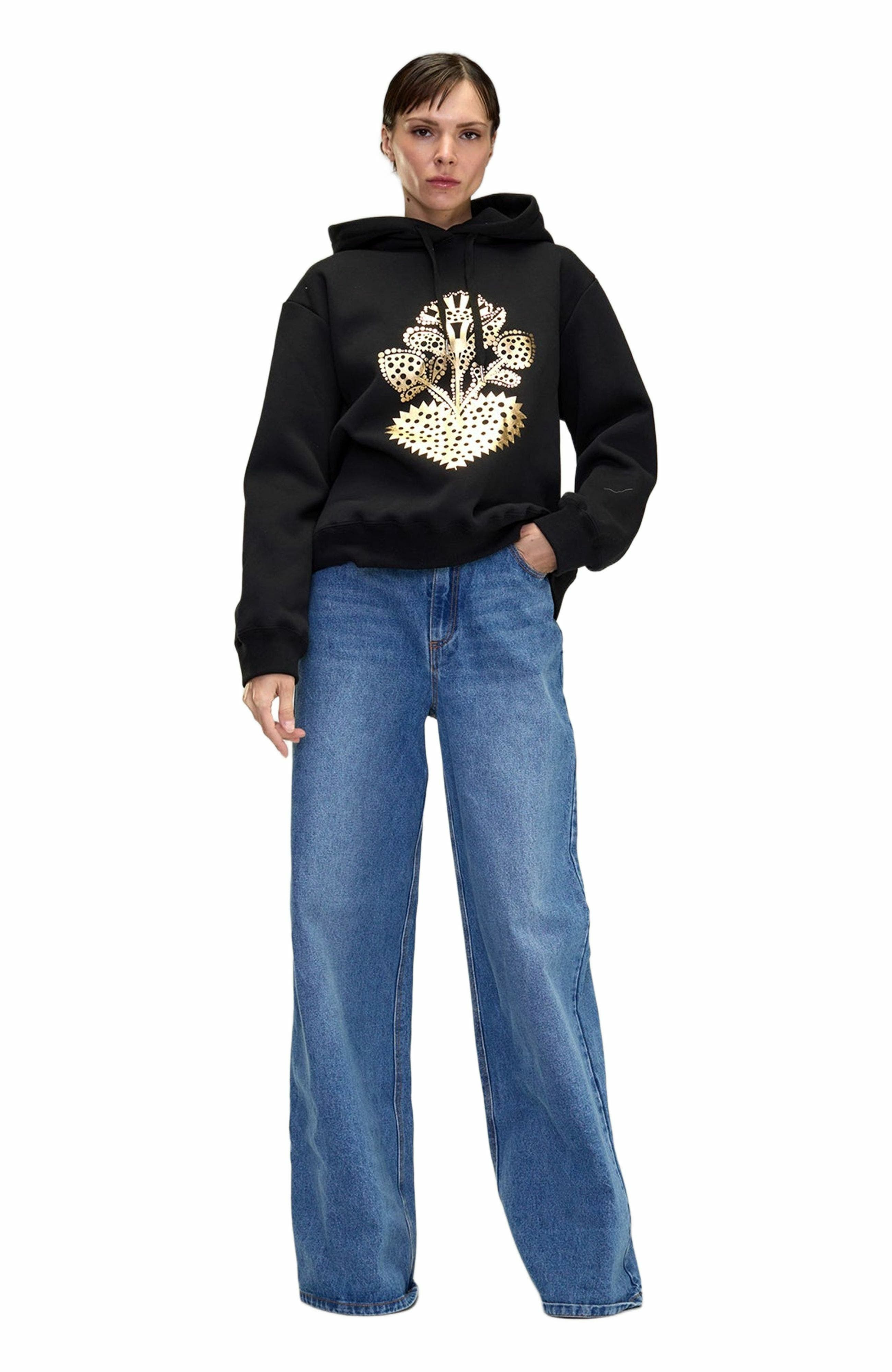 Cynthia Rowley Heart of Gold Hoodie in Black at Nordstrom - 6