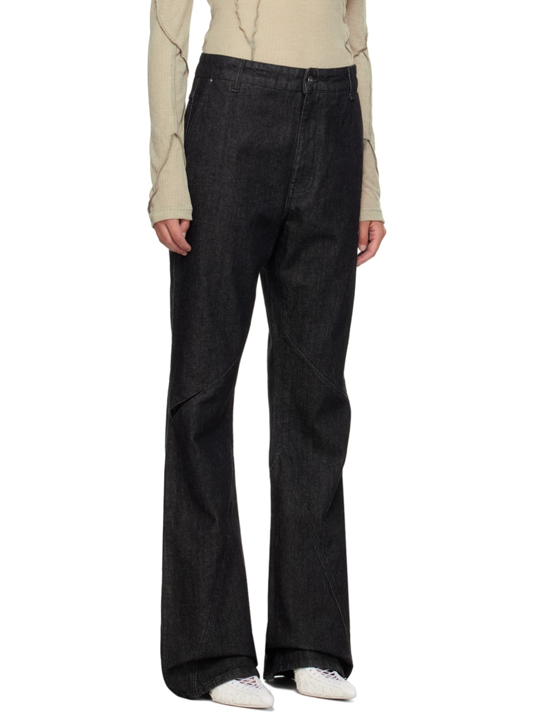 Black Cutout Jeans - 2