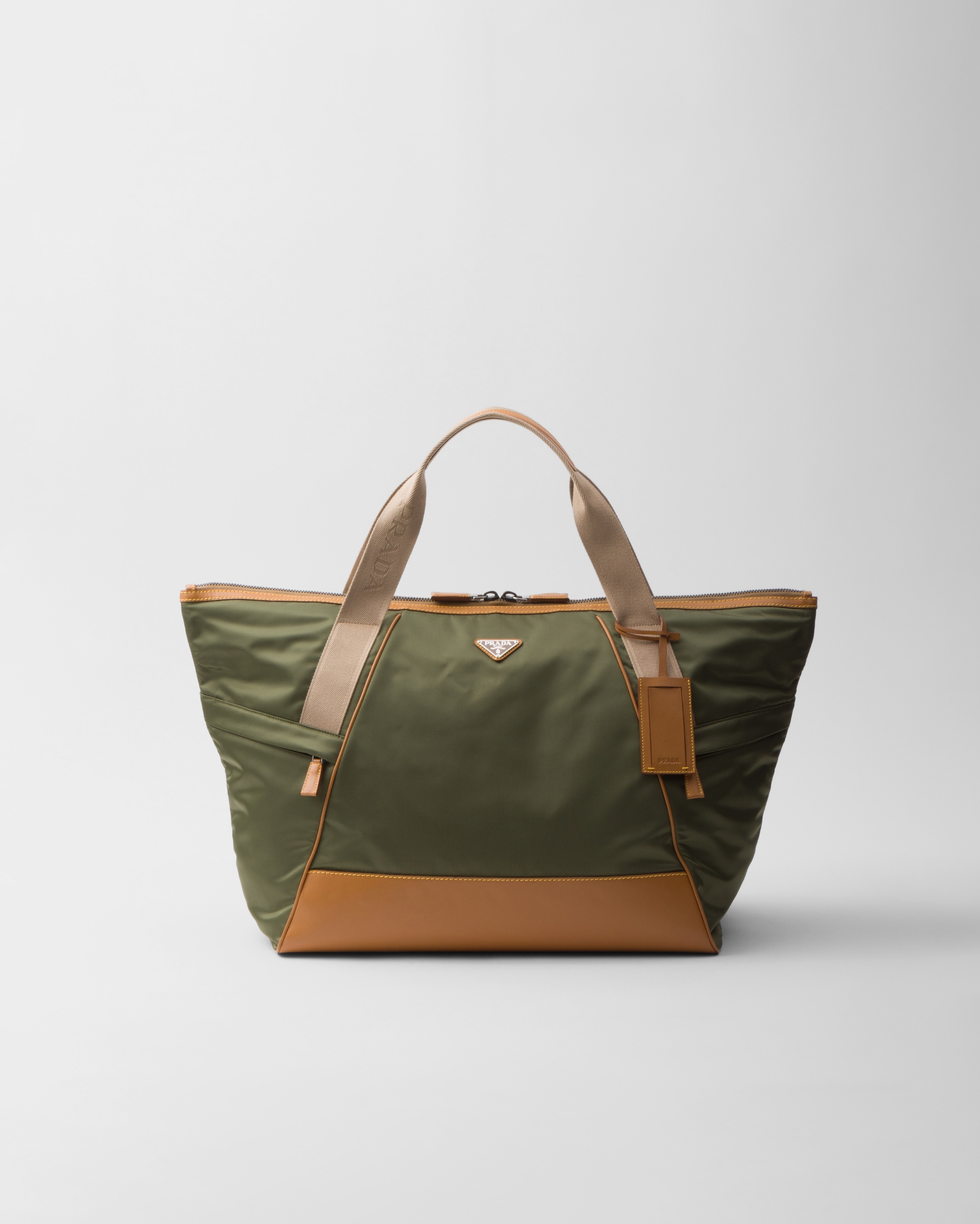Re-Nylon and leather duffel bag - 1