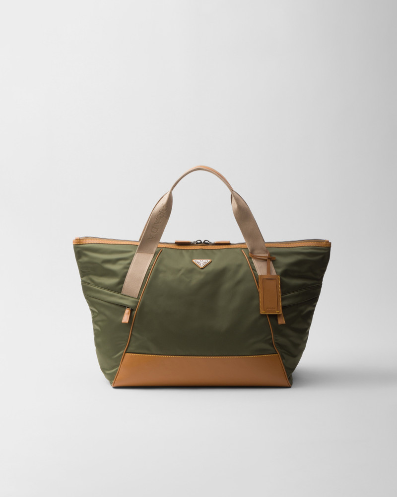 Re-Nylon and leather duffel bag 1