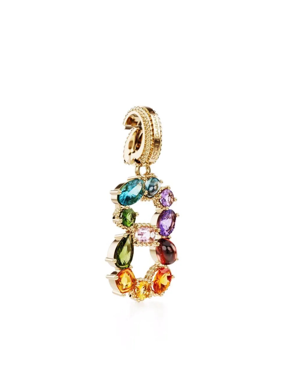 18kt yellow gold number 8 gemstone pendant - 2