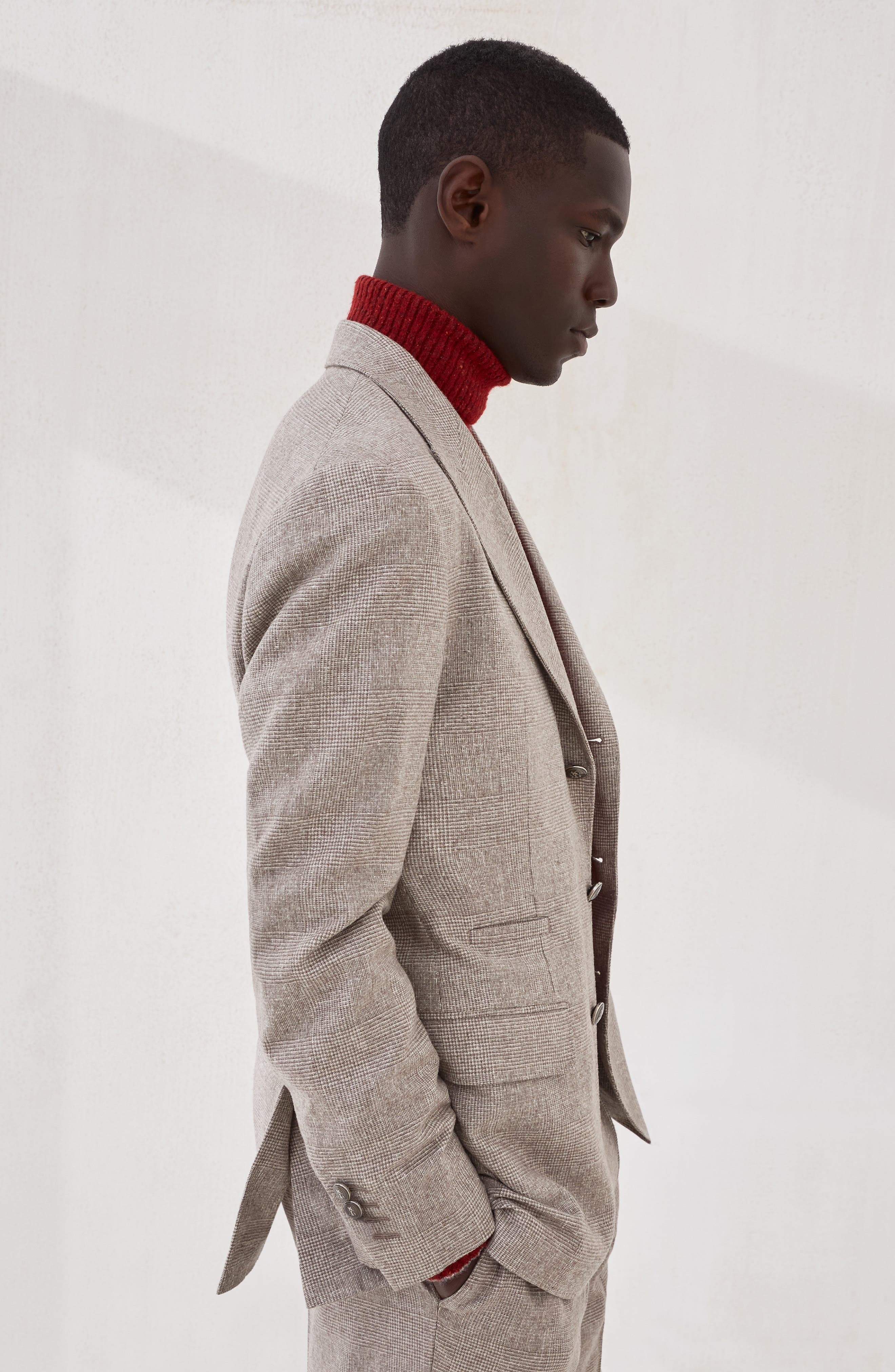 Brunello Cucinelli Prince of wales blazer in Bark at Nordstrom - 5
