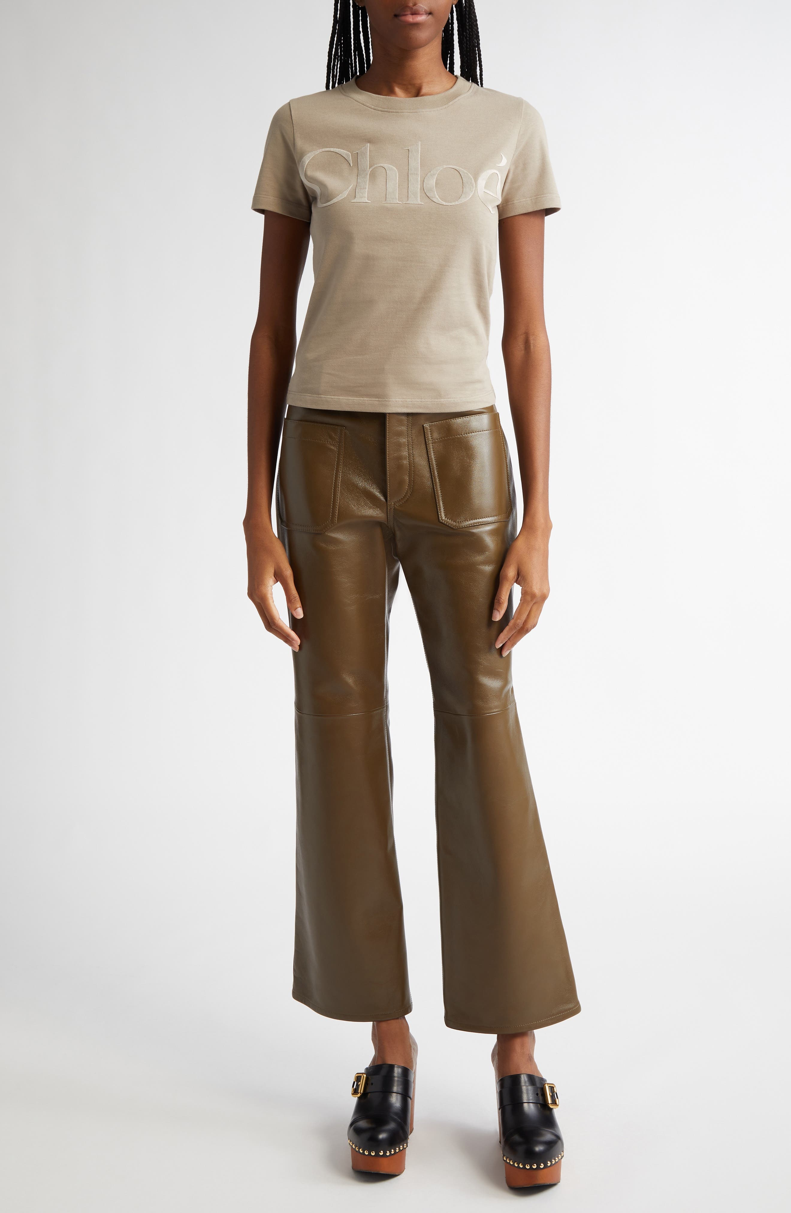 Chloé Logo Appliqué Cotton T-Shirt in Powder Grey at Nordstrom - 2