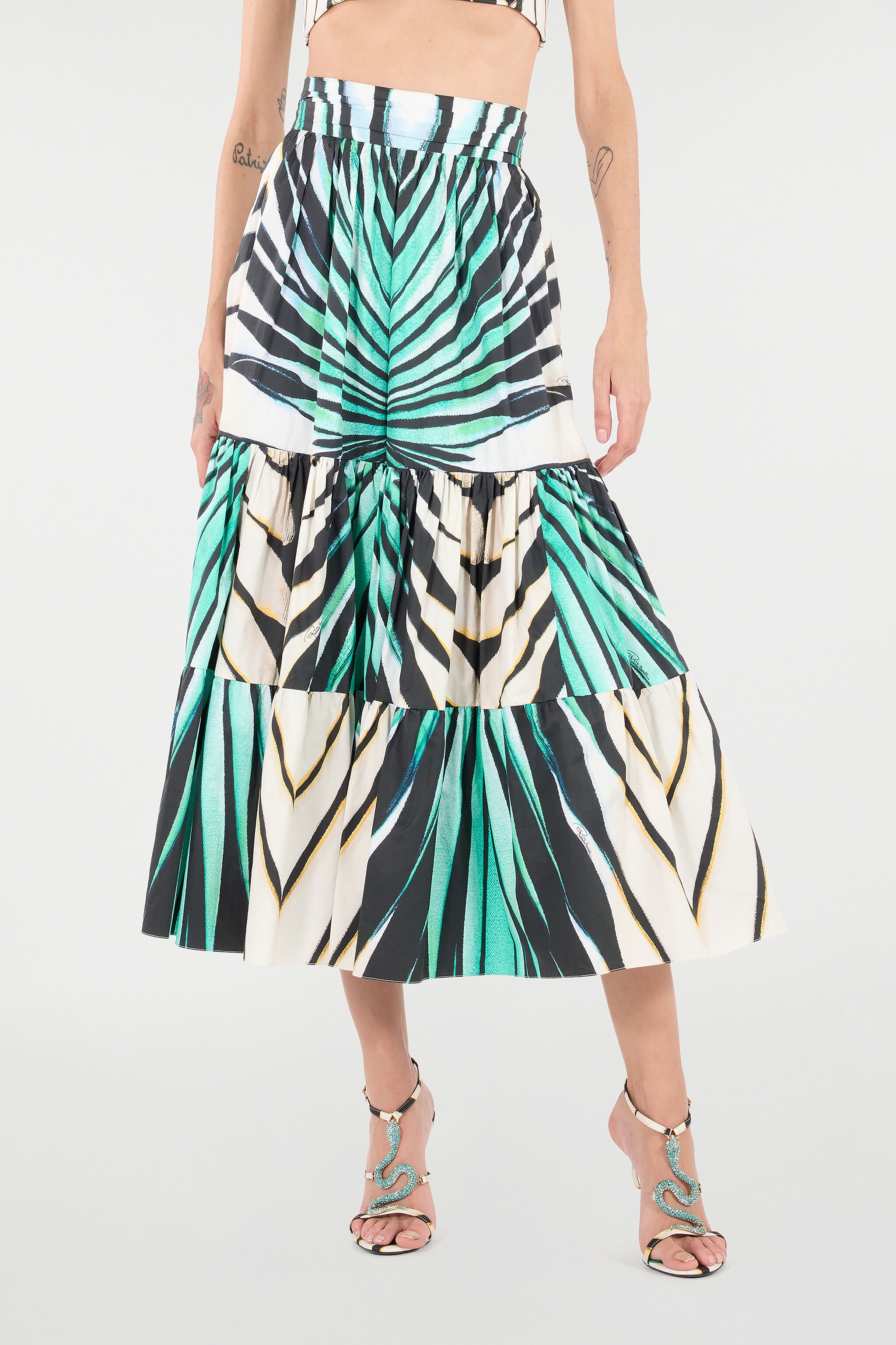 Ray Of Sea Print Cotton Midi Skirt - 3
