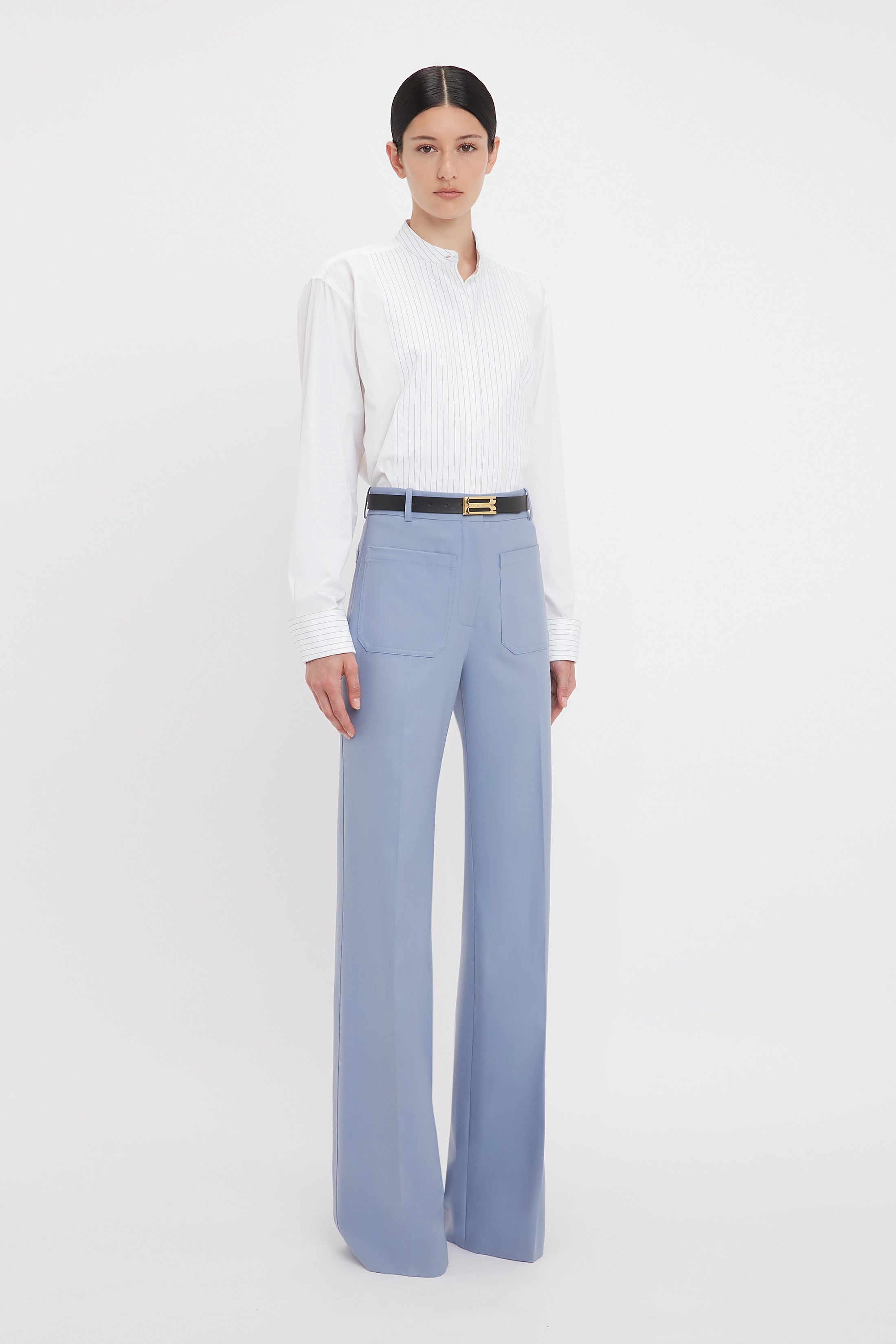Cropped Tux Shirt In White - 3