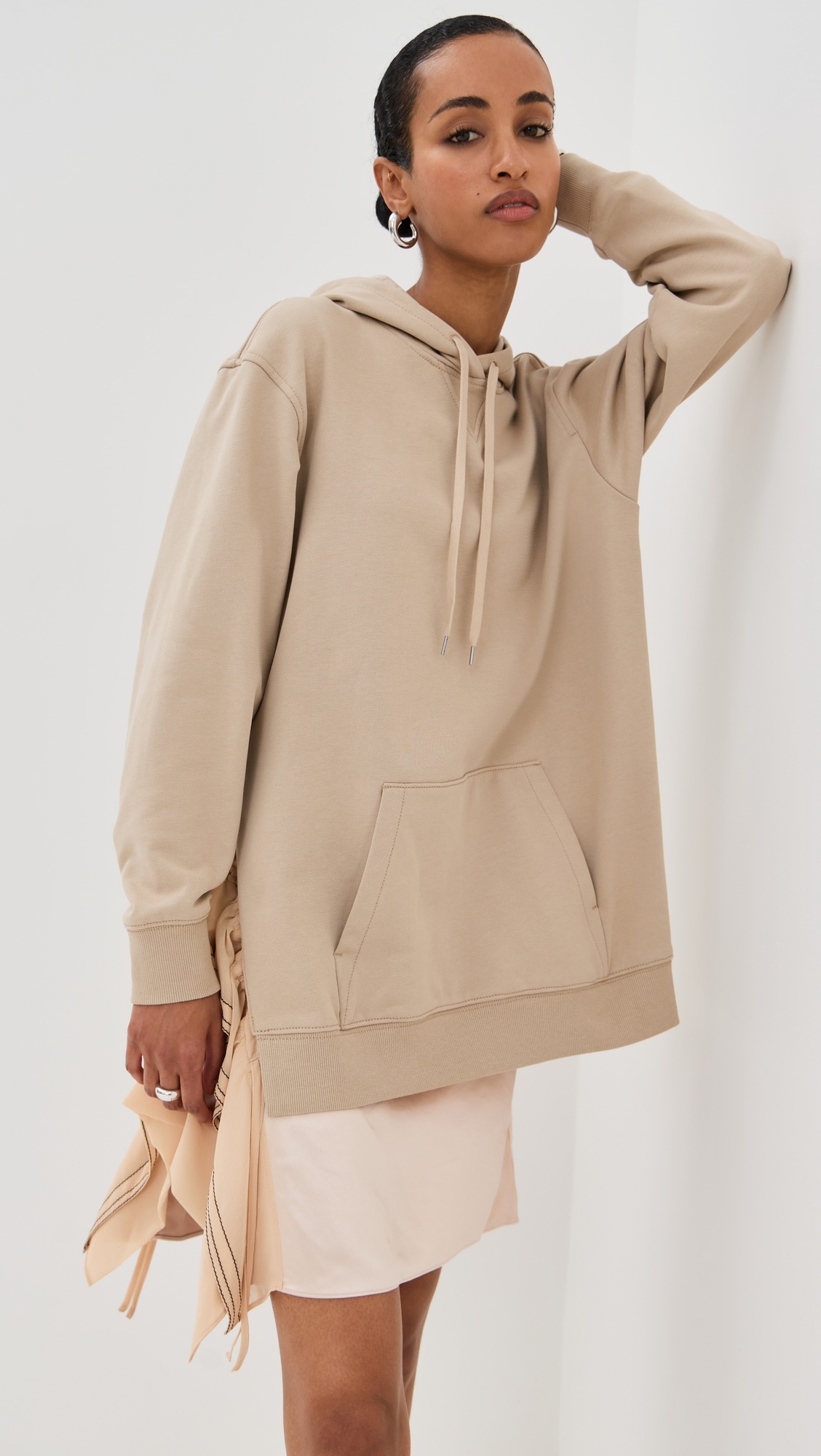Hoodie Combo Dress with Mini Slip Skirt - 5