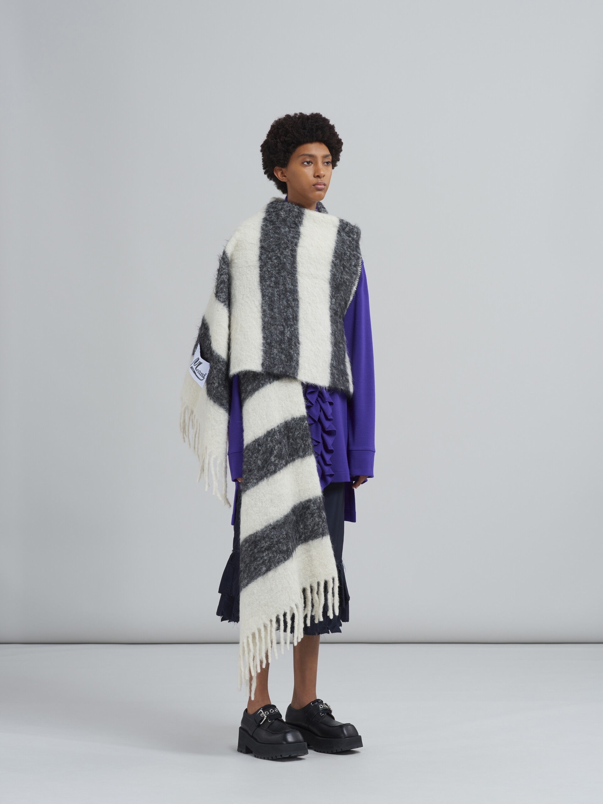 BRUSHED WOOL AND MOHAIR SCARF - 2