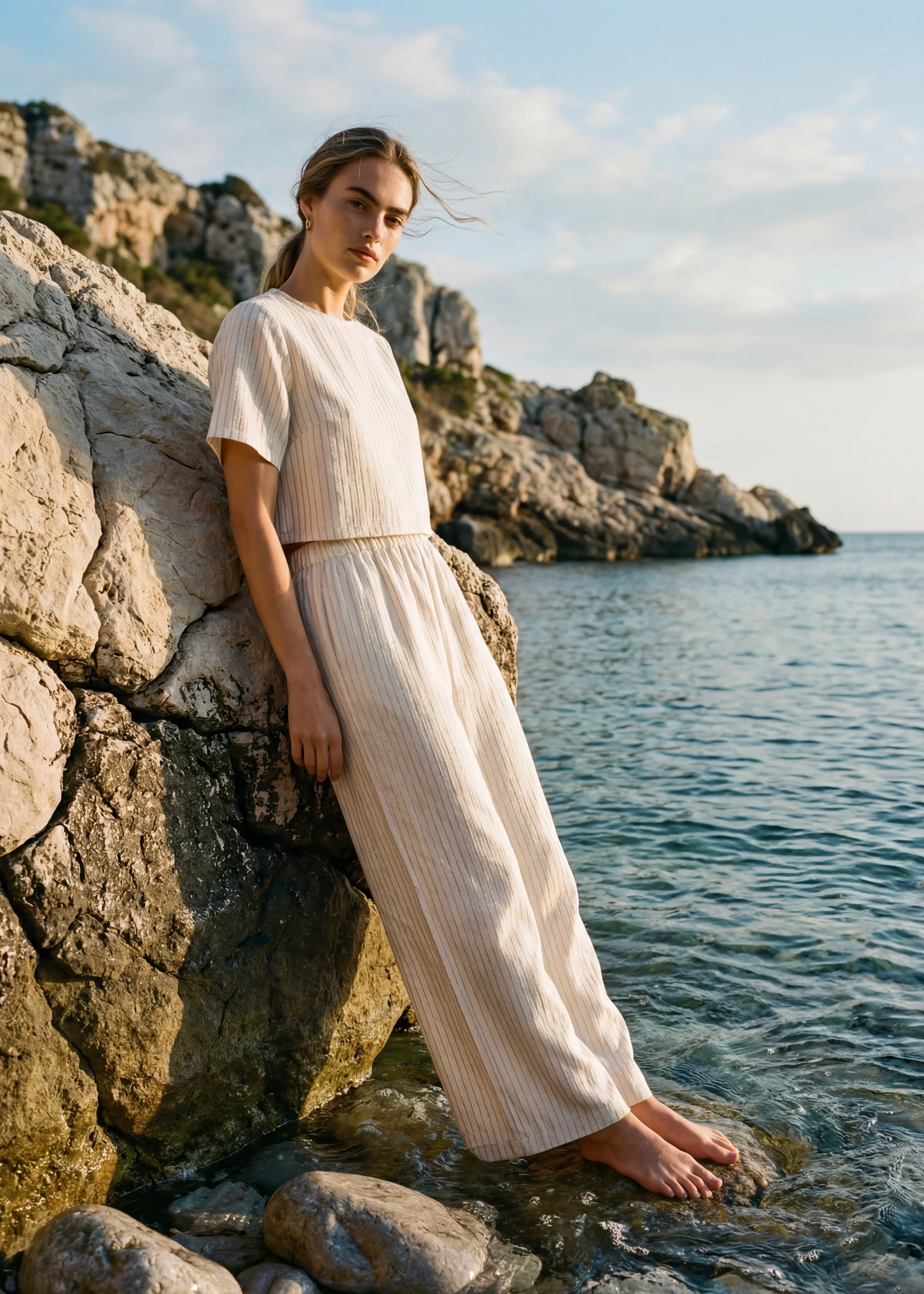 LIMA METALLIC COTTON PANT CERAMIC - 1