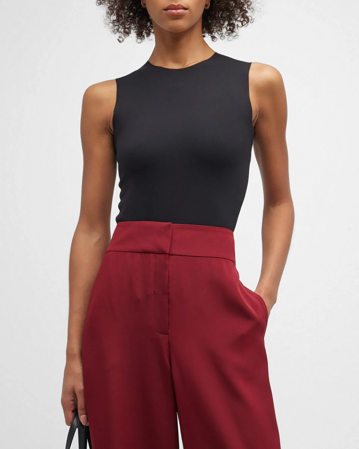Sleeveless Crewneck Neoprene Bodysuit - 1