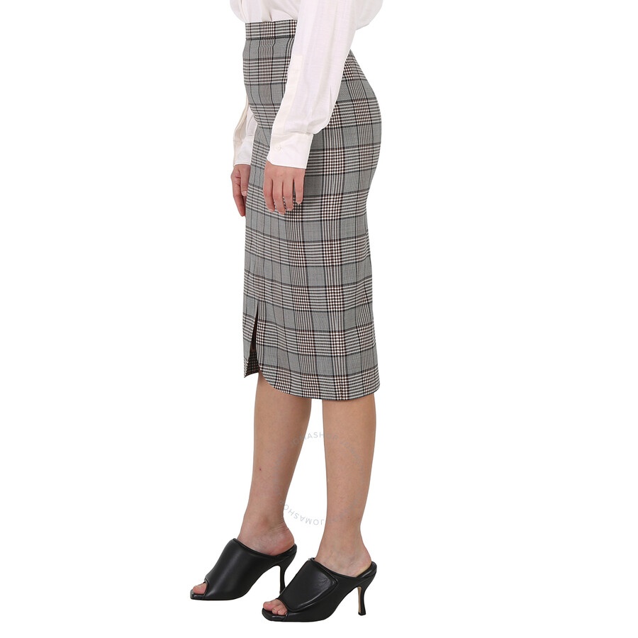 Burberry Check Wool Scalloped Hem Pencil Skirt - 4