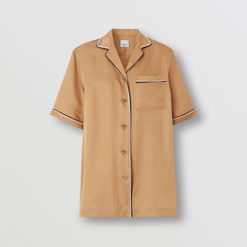Crystal-embellished Silk Satin Blend Pyjama Shirt - 1