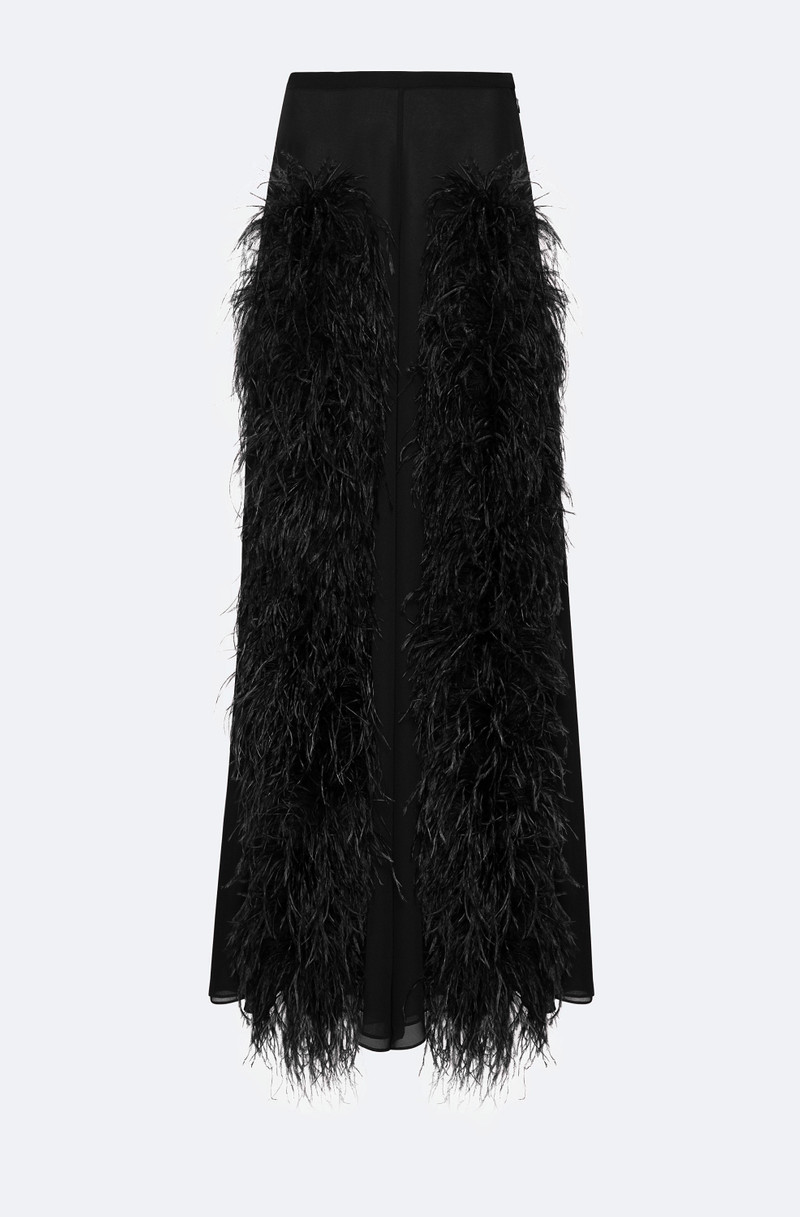 Lightweight Georgette Wide Leg Pant With Feathers 1