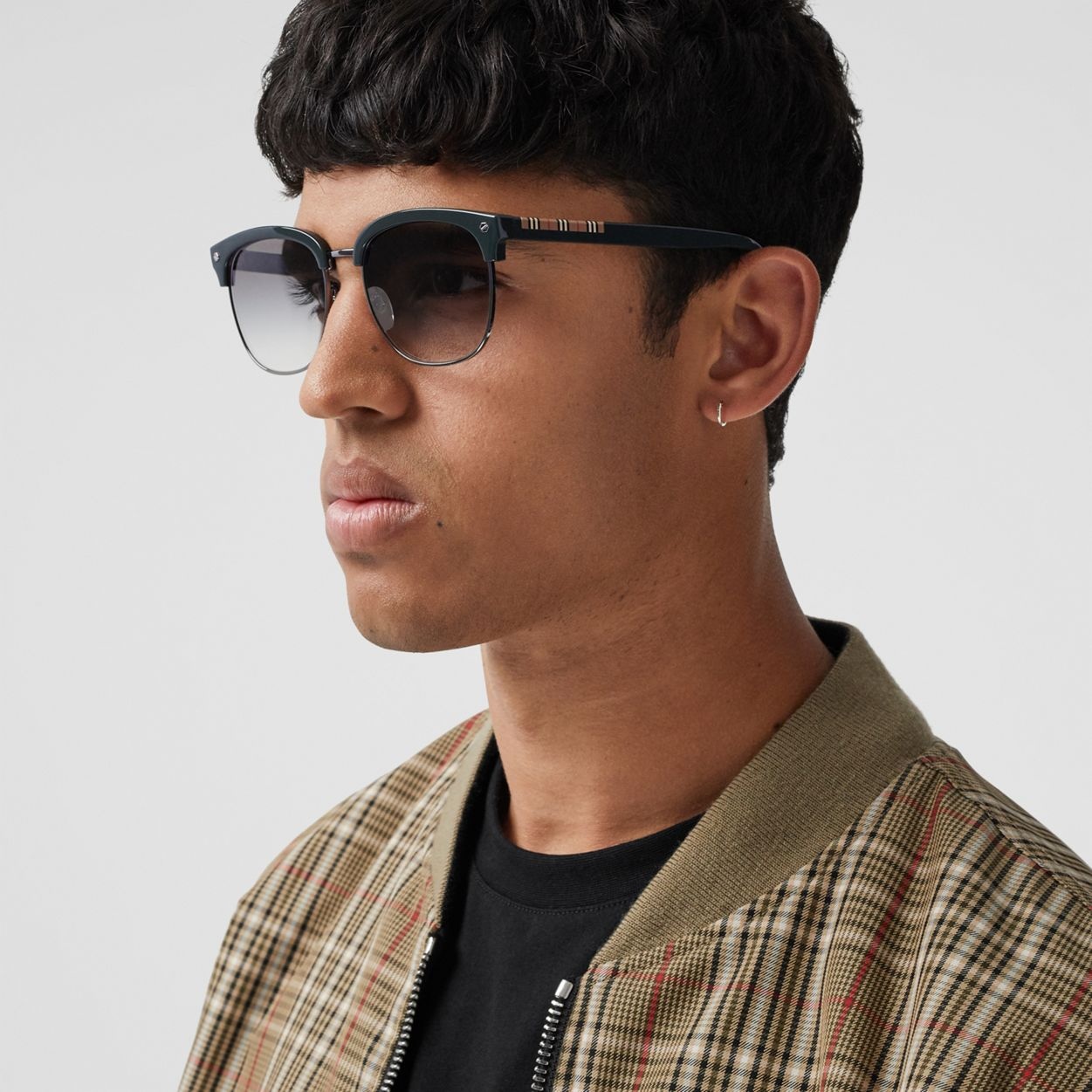 Icon Stripe Detail Square Frame Sunglasses - 3