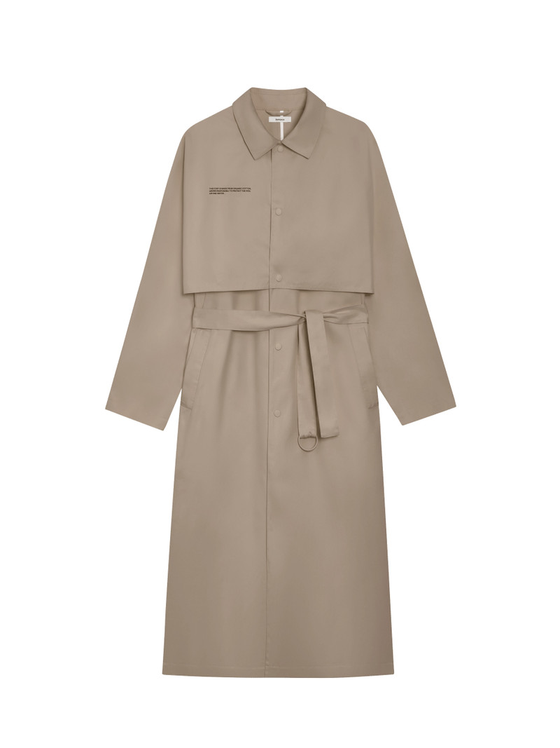 PANGAIA Mens Organic Cotton Trench Coat - Taupe outlook