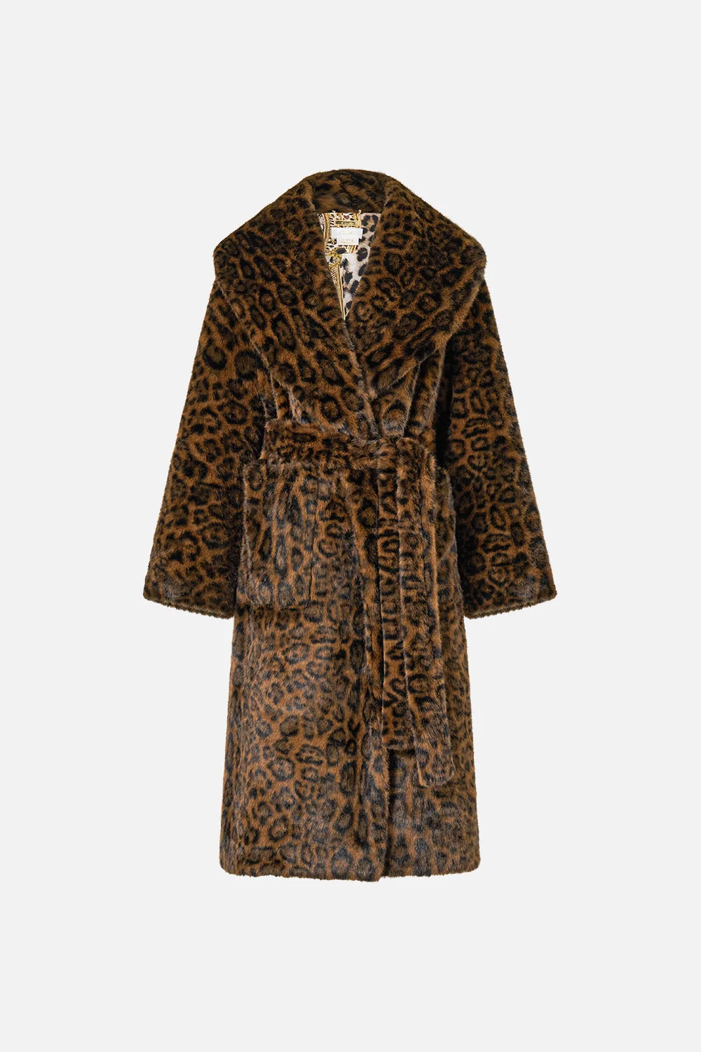 FAUX FUR LONG WRAP COAT LEOPARD LIBERTINE - 1