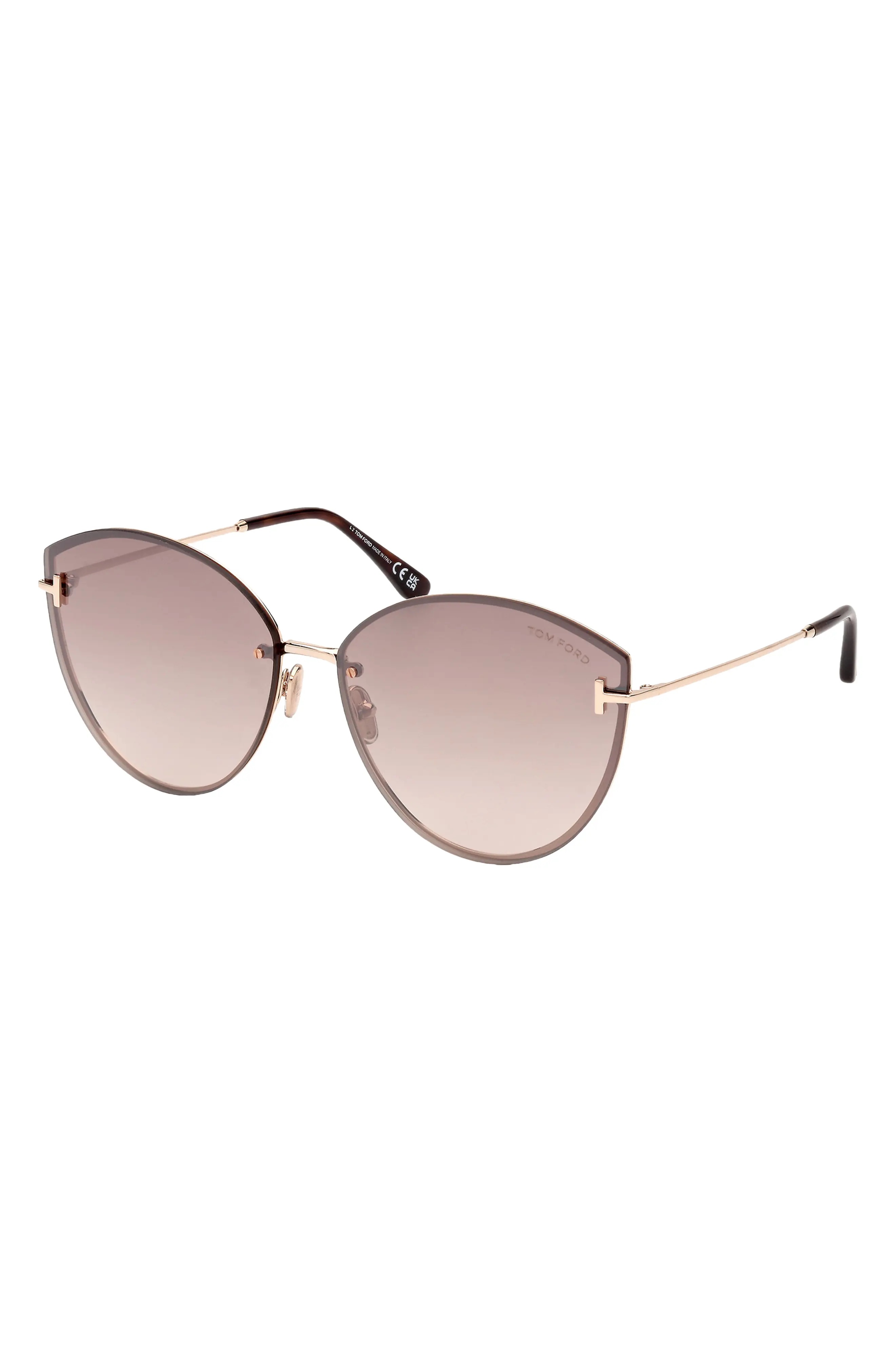 Evangeline 63mm Oversize Gradient Cat Eye Sunglasses in Shiny Rose Gold /Brown Gold - 2