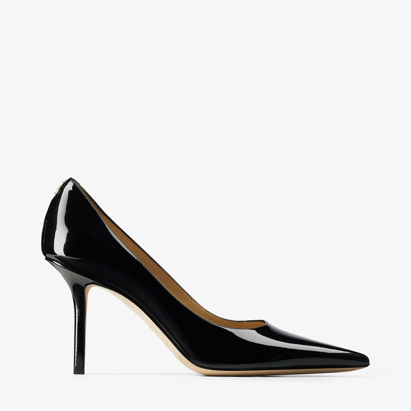 Love 85 Black Patent Leather Pumps with JC Emblem - 1