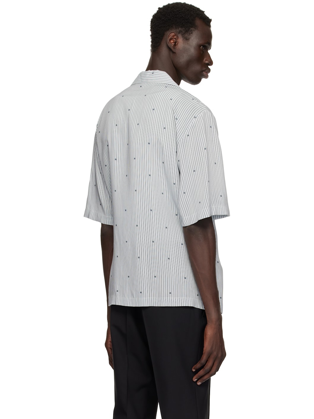 Black & White 'MA' Pinstripe Camp Shirt - 3