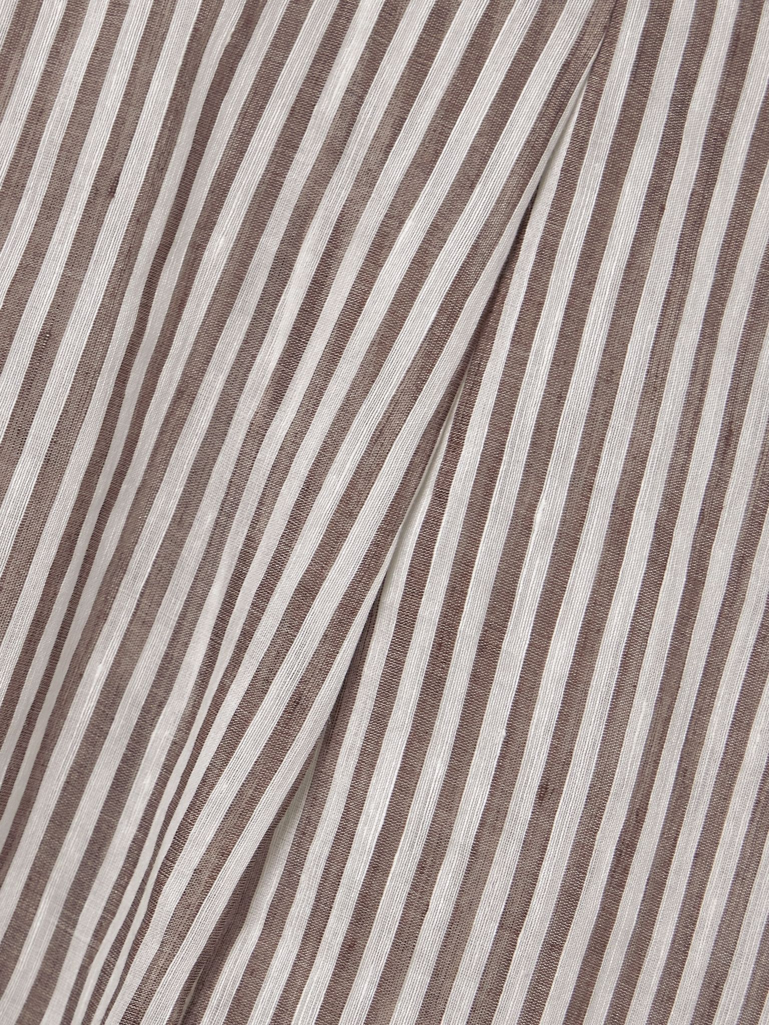 Oversized bead-embellished striped linen and silk-blend organza maxi shirt dress Brown - 4