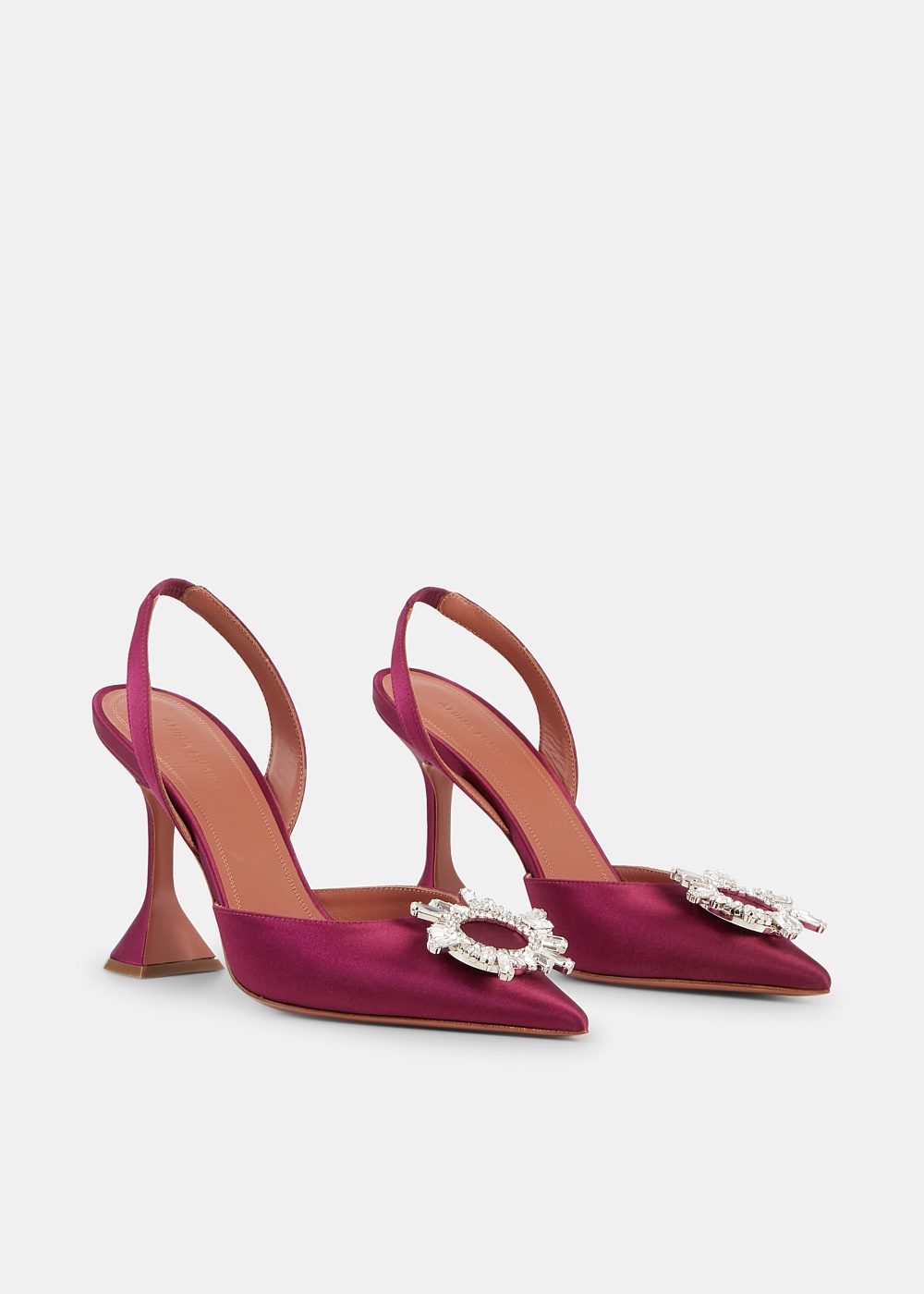 Magenta Satin Begum Slingback Pumps - 3