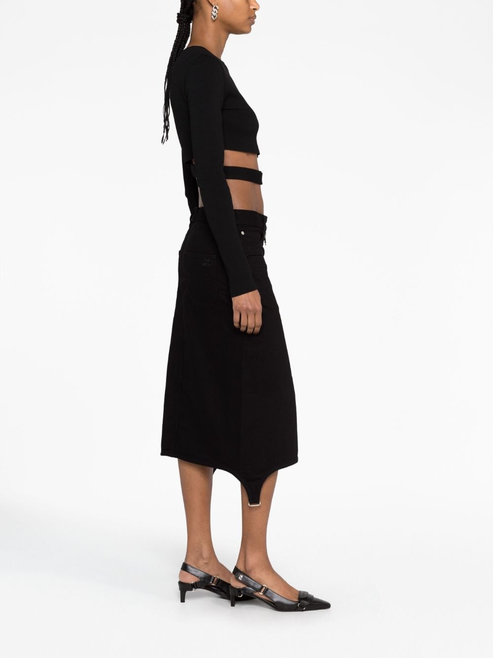 asymmetric zipped denim skirt - 4