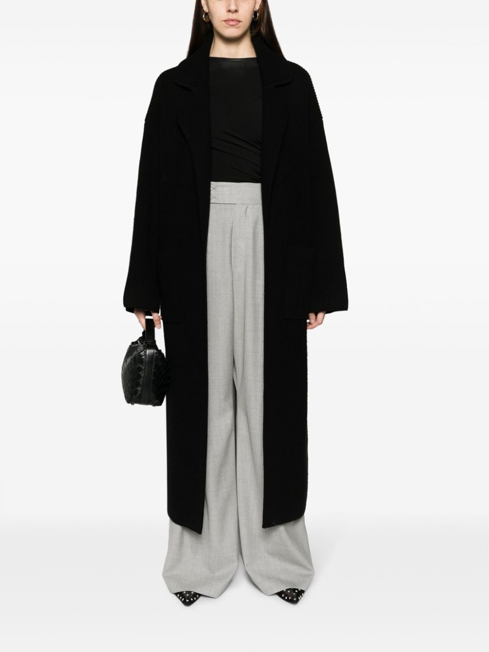ribbed long cardi-coat - 2