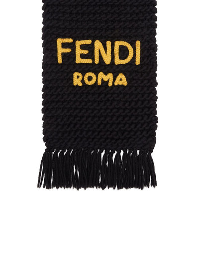 FENDI logo-embroidered chunky-knit scarf outlook