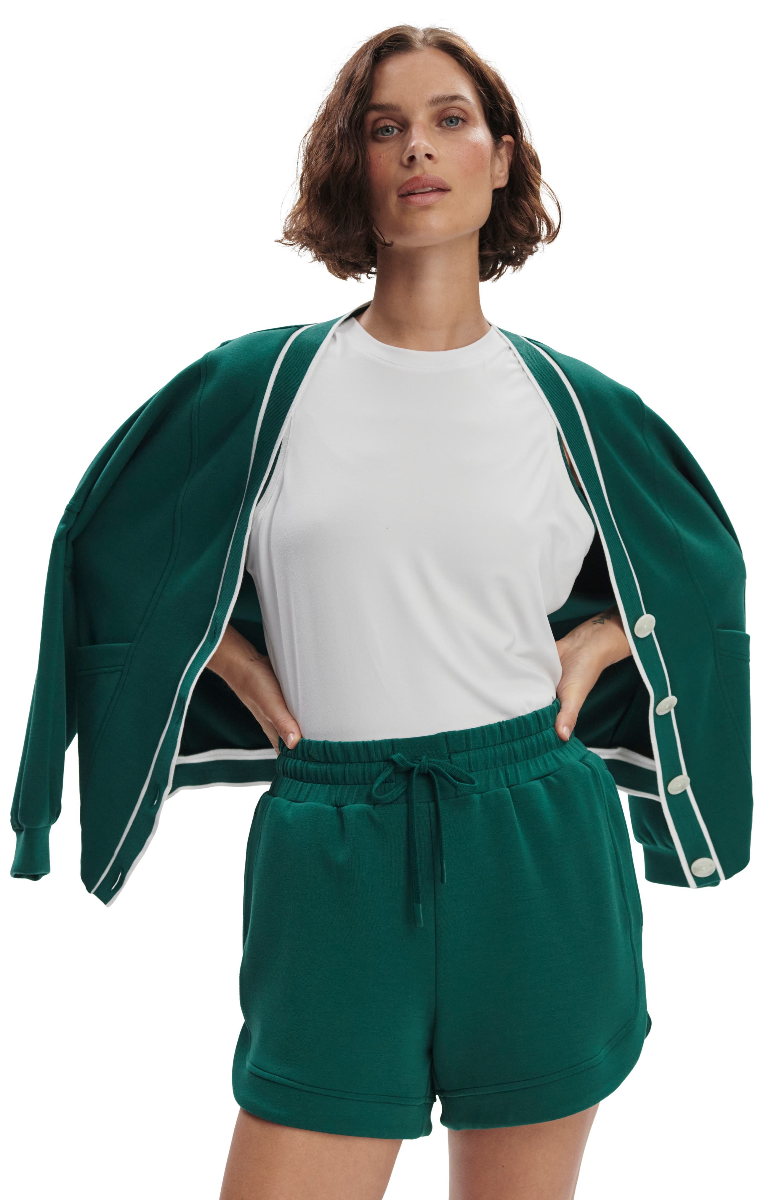 Varley Ollie High Waist Sweat Shorts in Forest at Nordstrom - 4