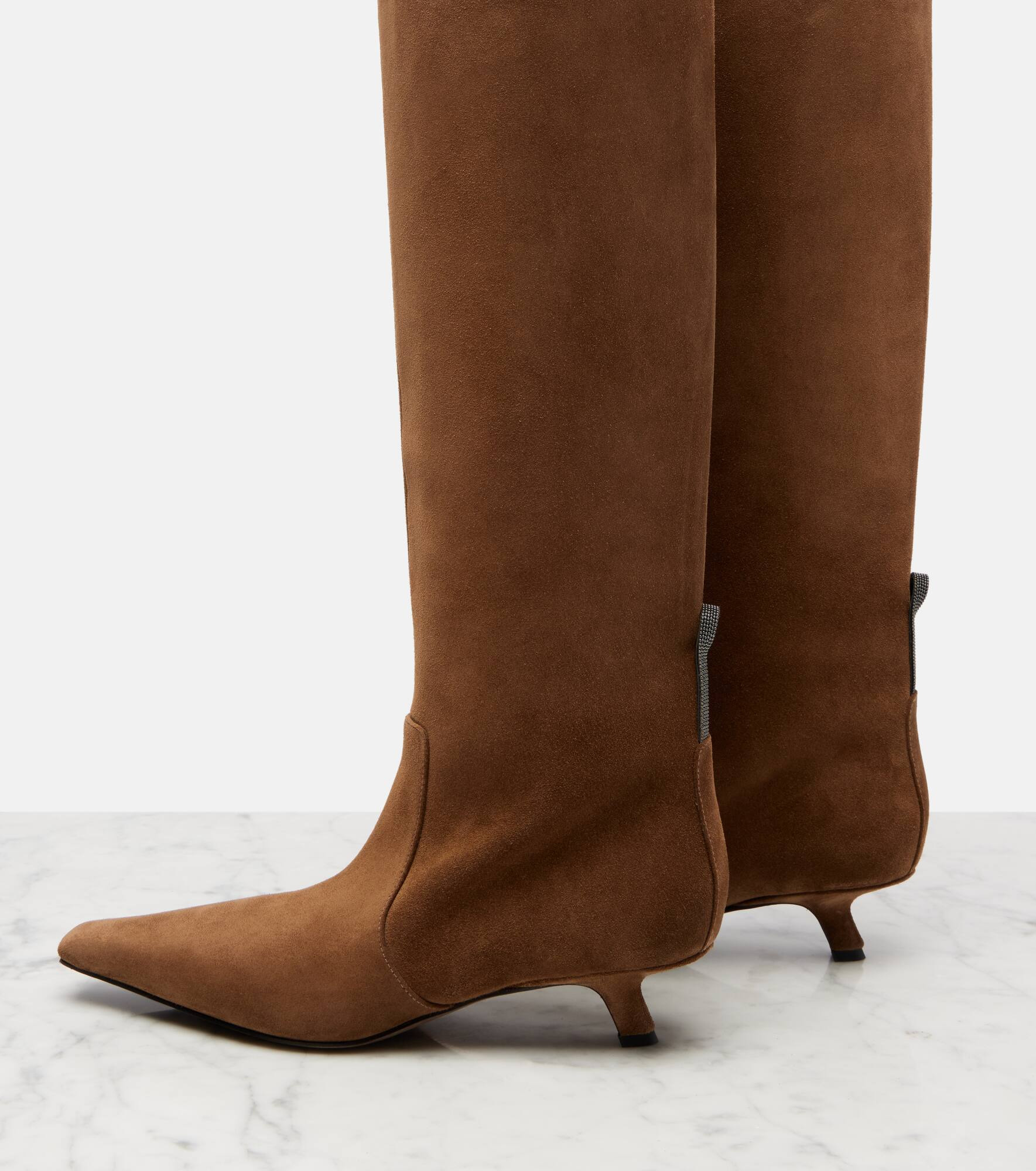Monili suede knee-high boots - 5