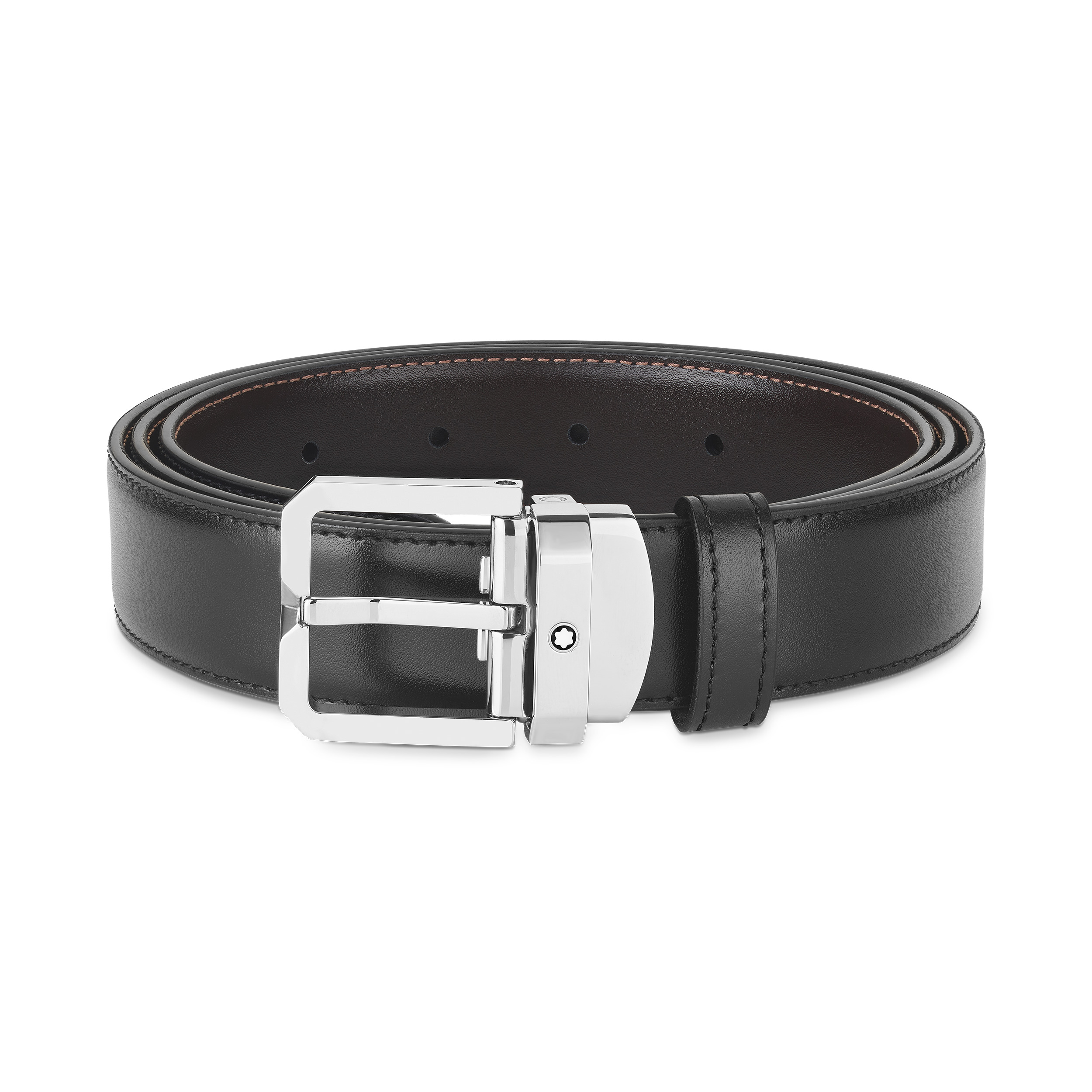 Black/brown 30mm reversible leather belt - 1