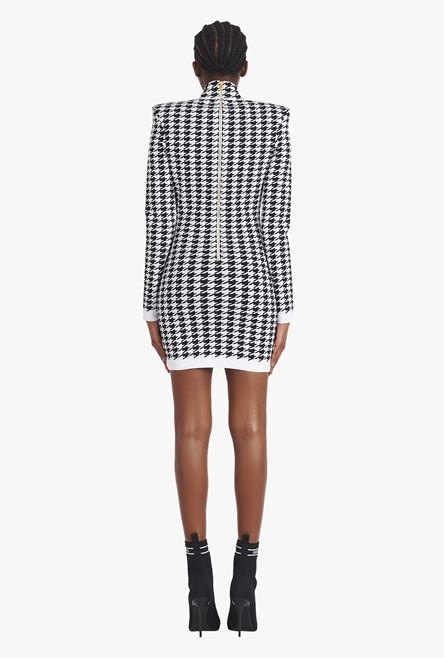 Short white and black houndstooth print dress - 3