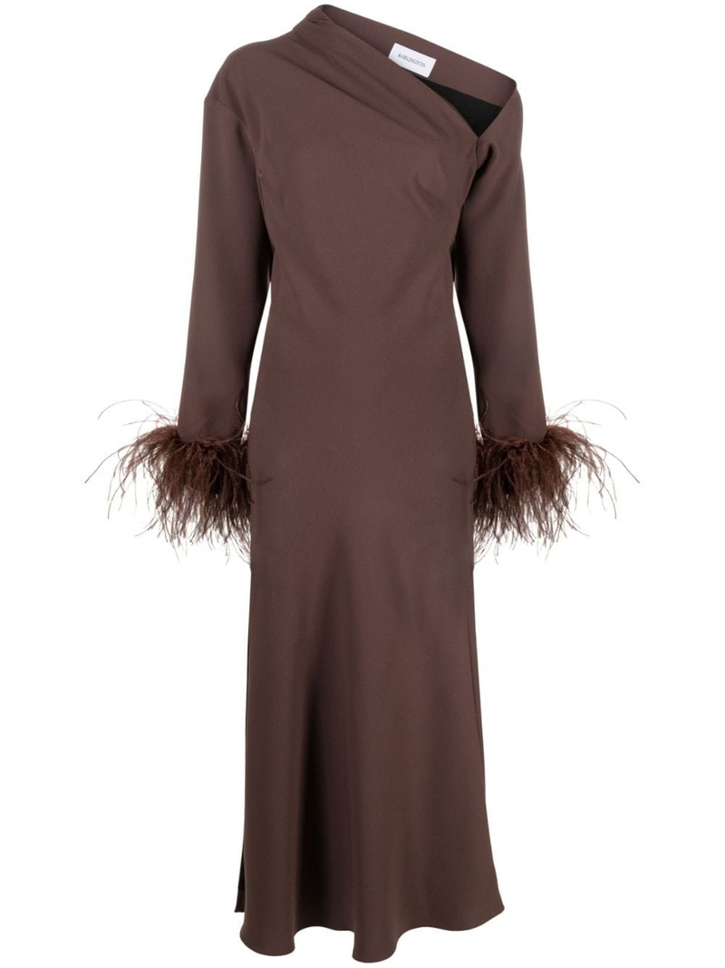 Adelaide feather-trim midi dress 1