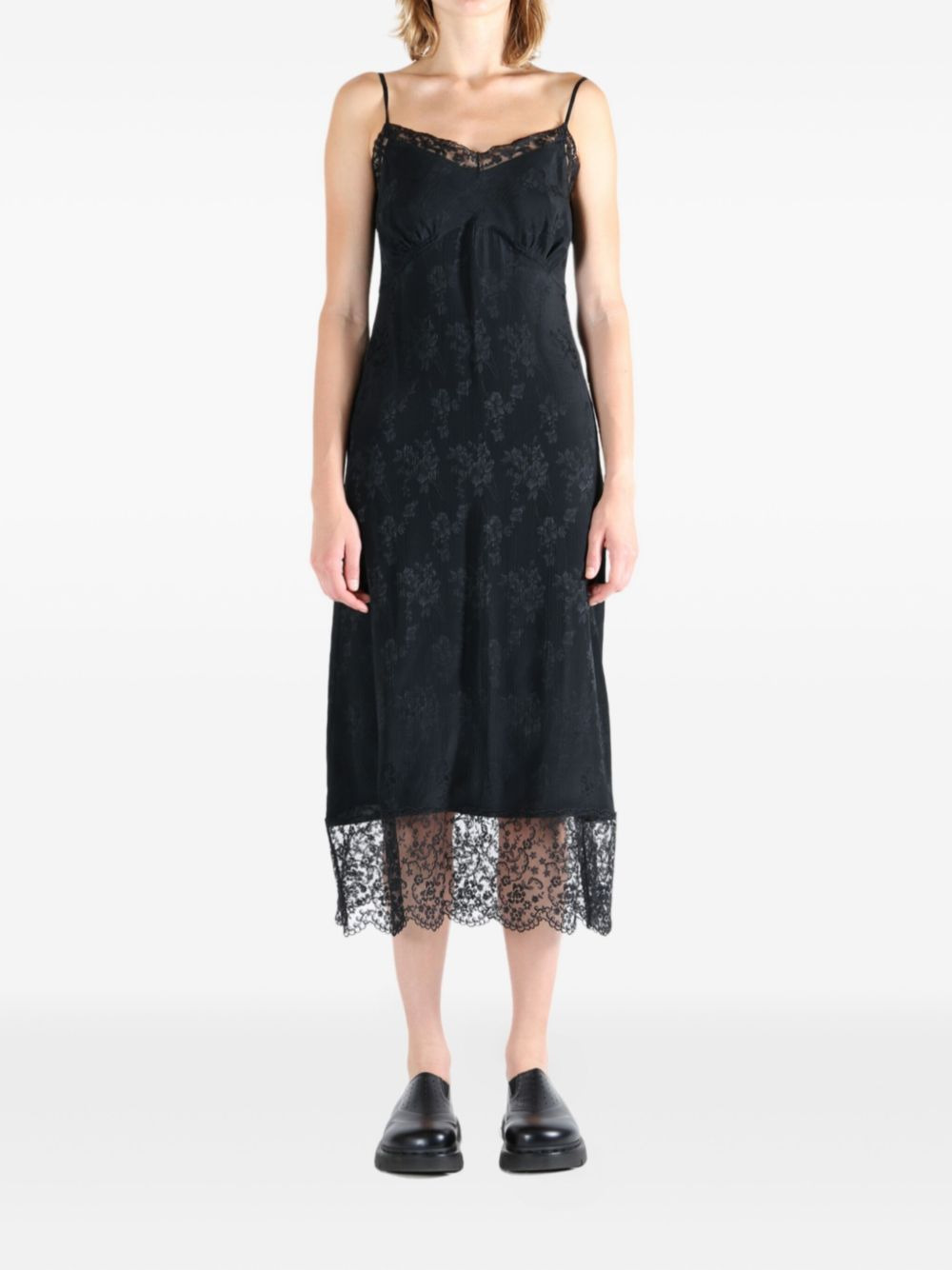 floral-lace slip midi dress - 2