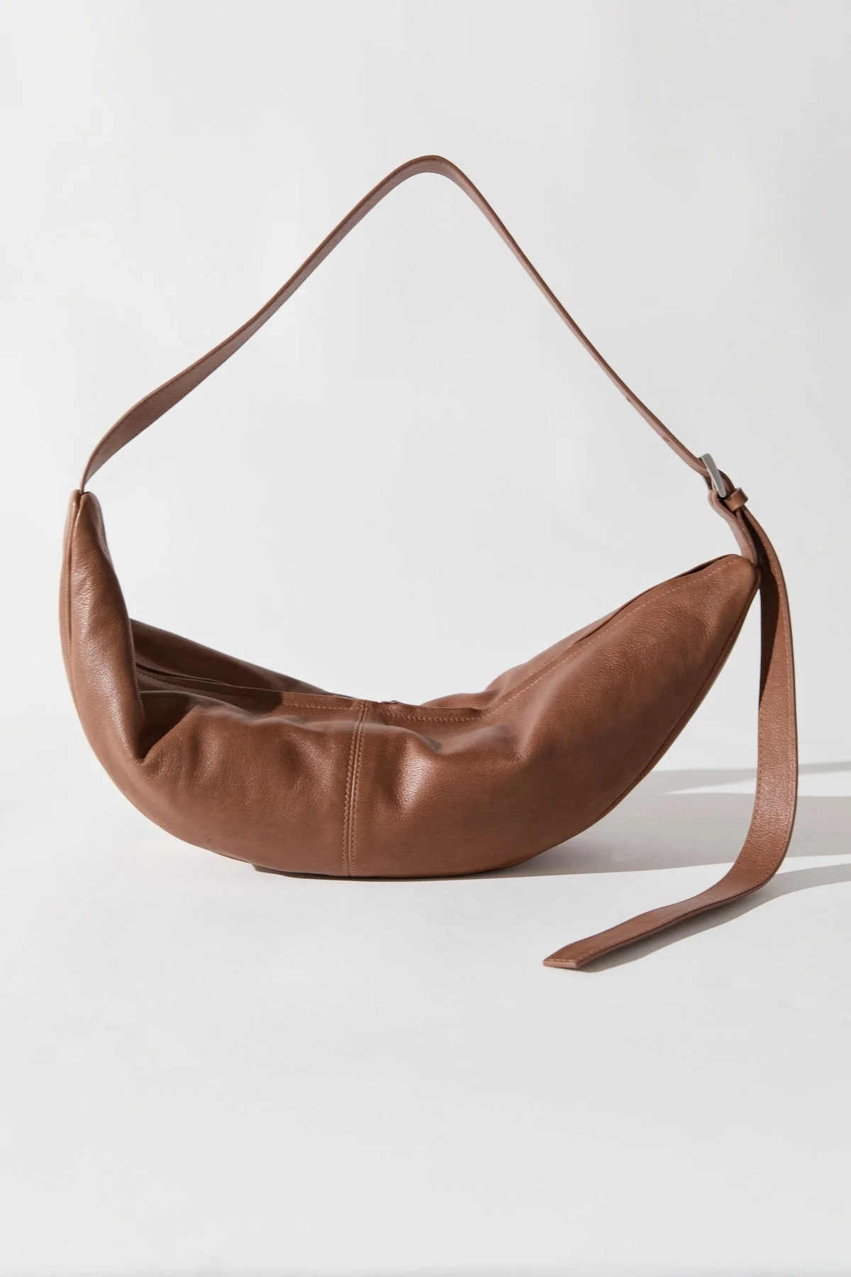 Adjustable Slim Crescent Bag - Chestnut - 1