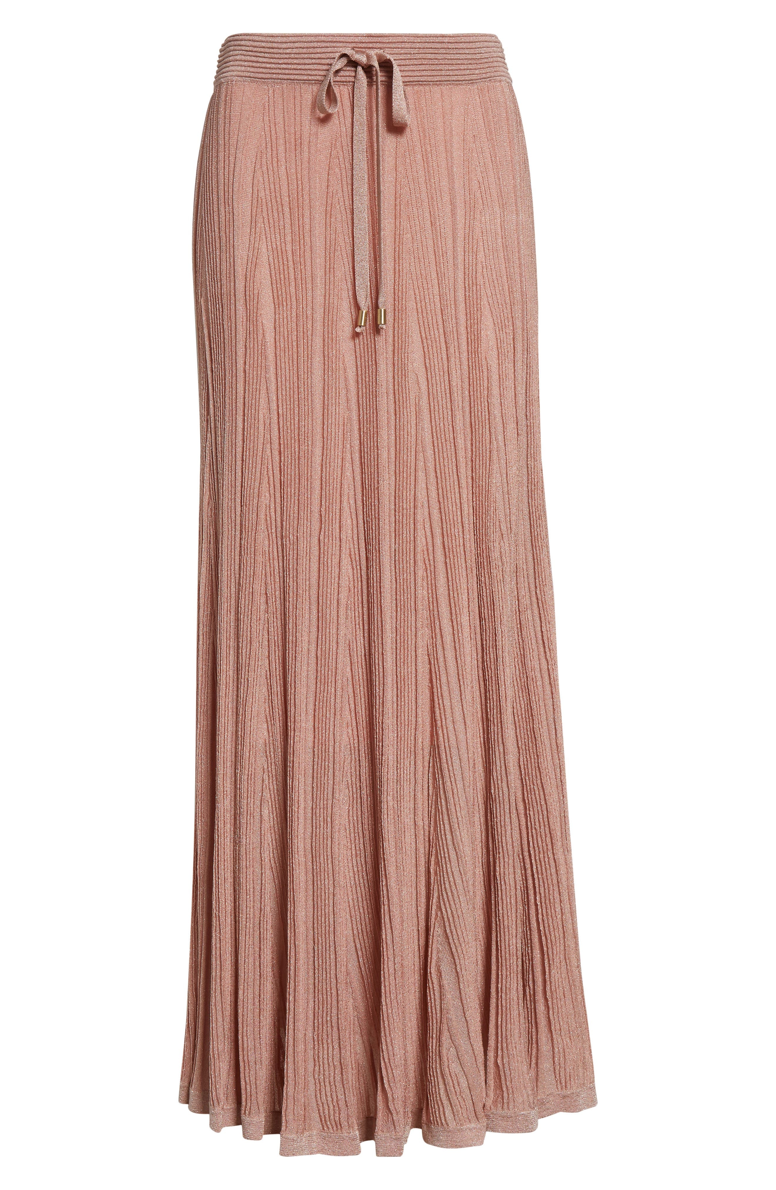 Zimmermann Lucky Metallic Rib Maxi Skirt in Metallic Pink at Nordstrom - 6
