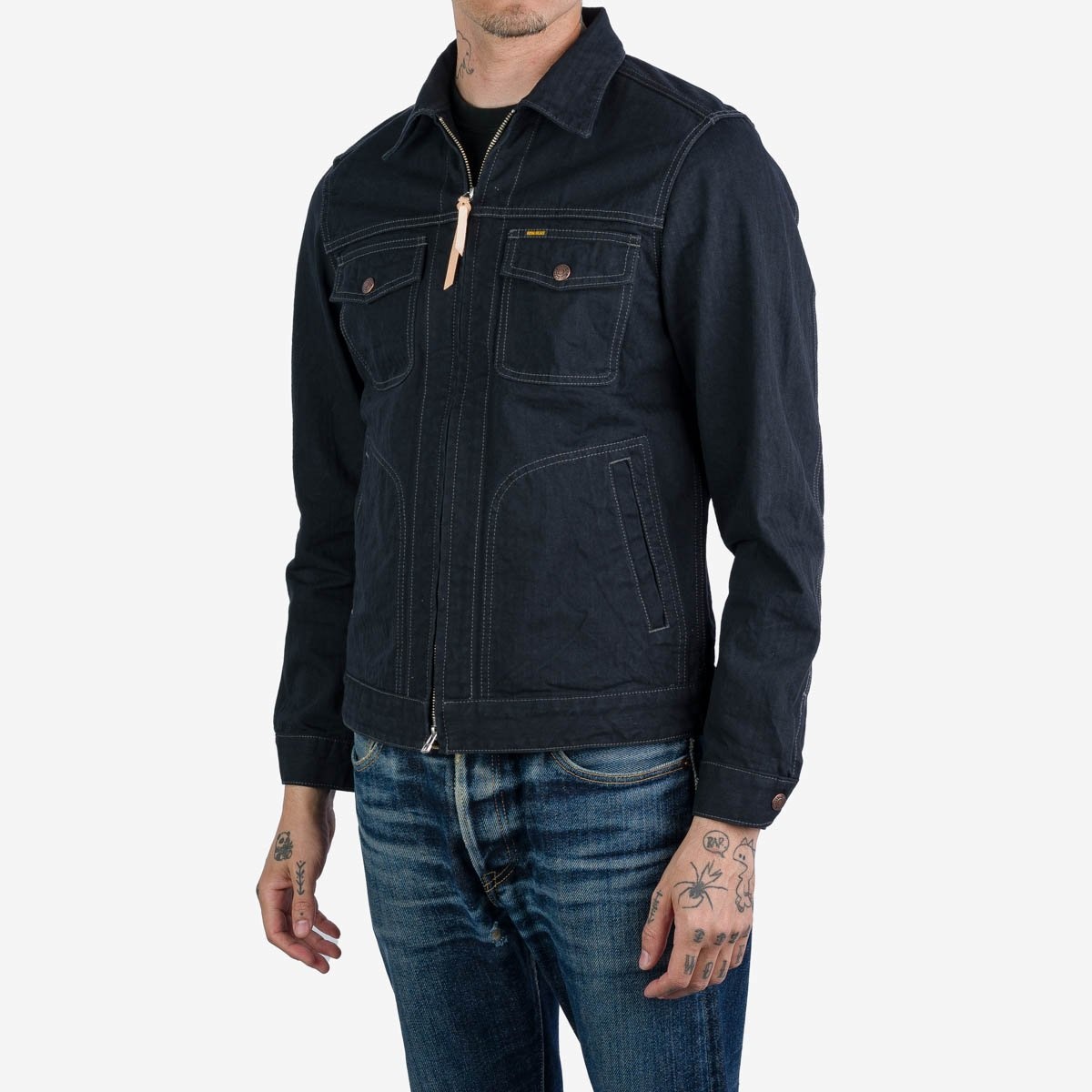 IHJ-124-BLK 10oz Herringbone Work Jacket - Black - 2