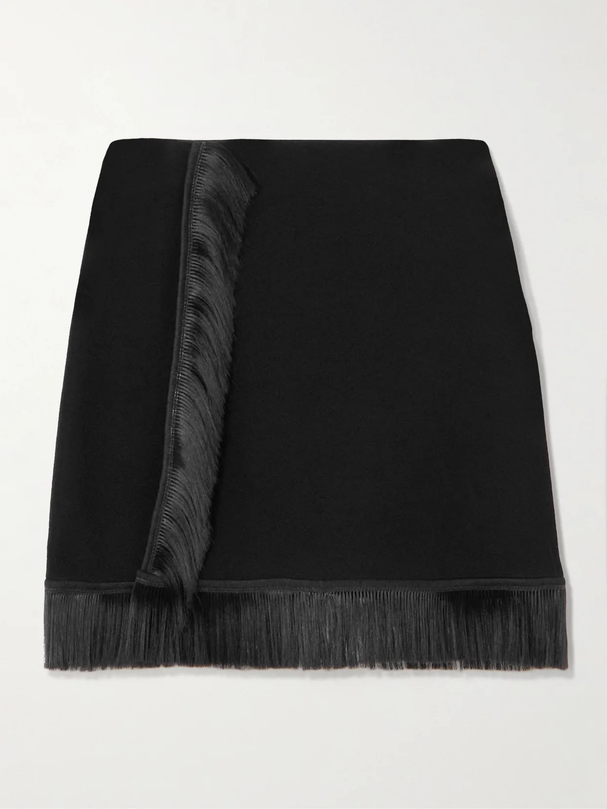 Fringed Wrap-effect Crepe Mini Skirt - 1