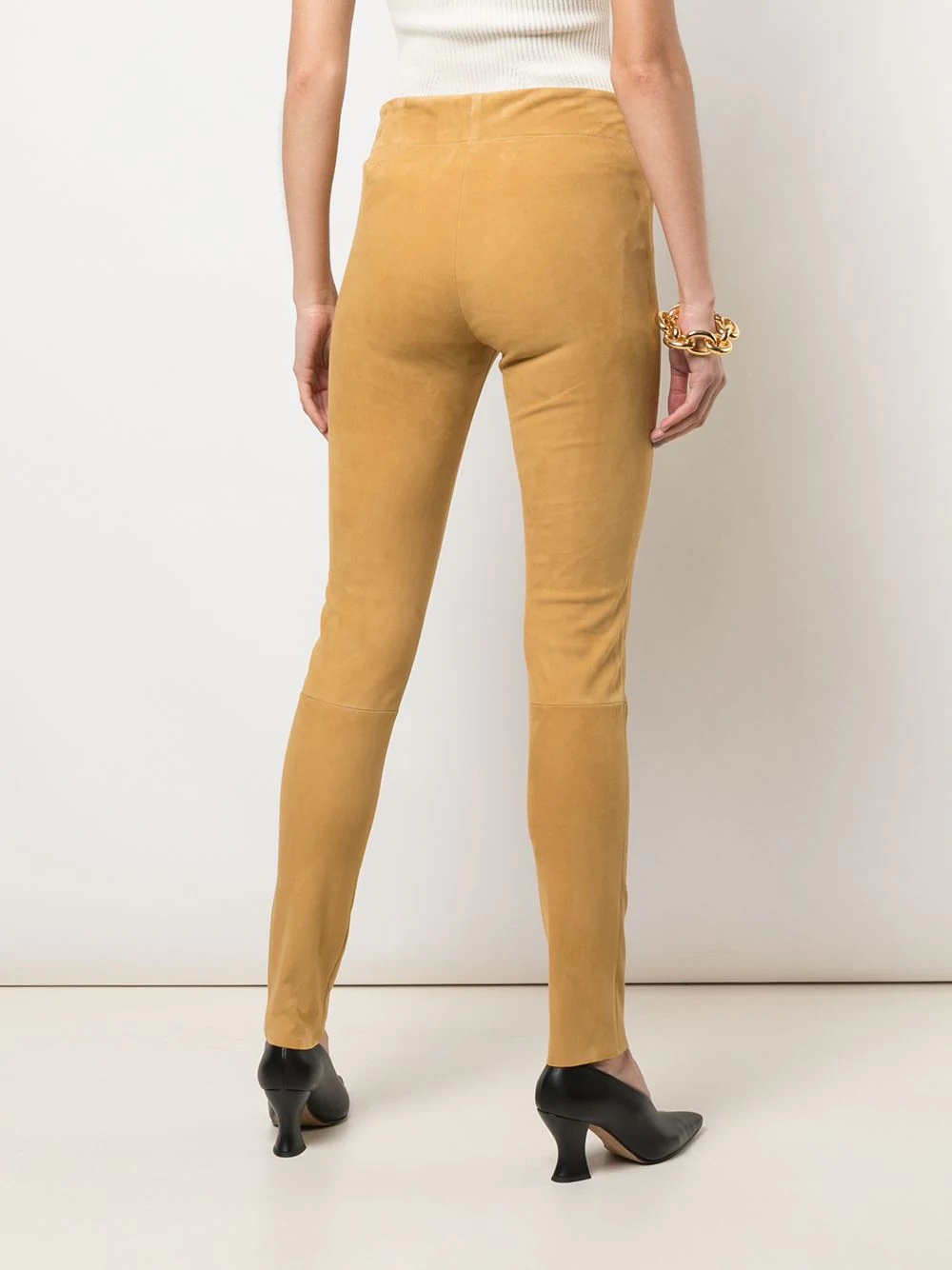 mid-rise suede leggings - 4