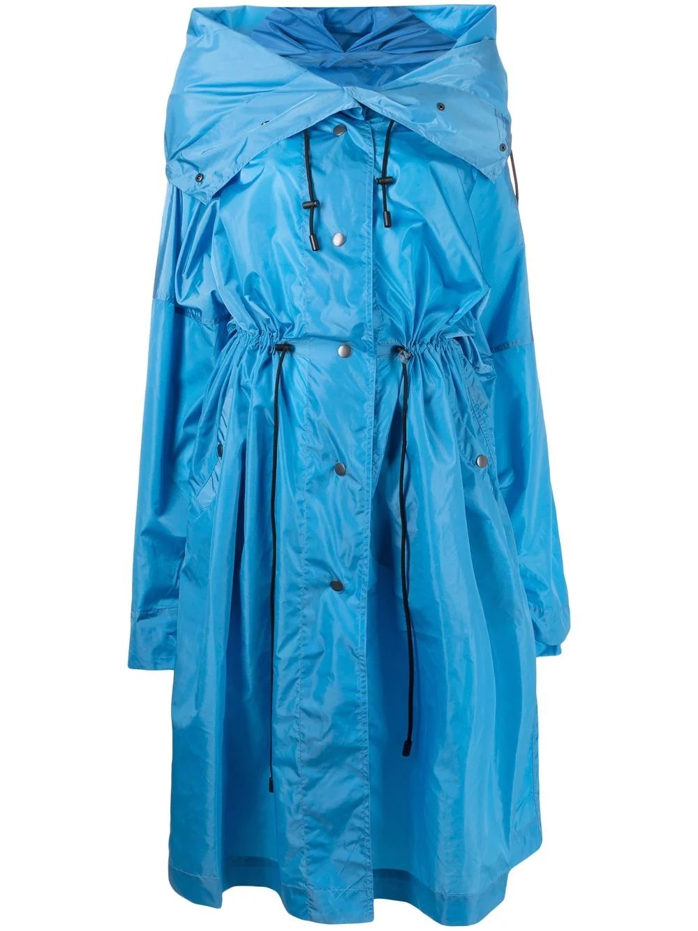 drawstring-waist hooded raincoat - 1