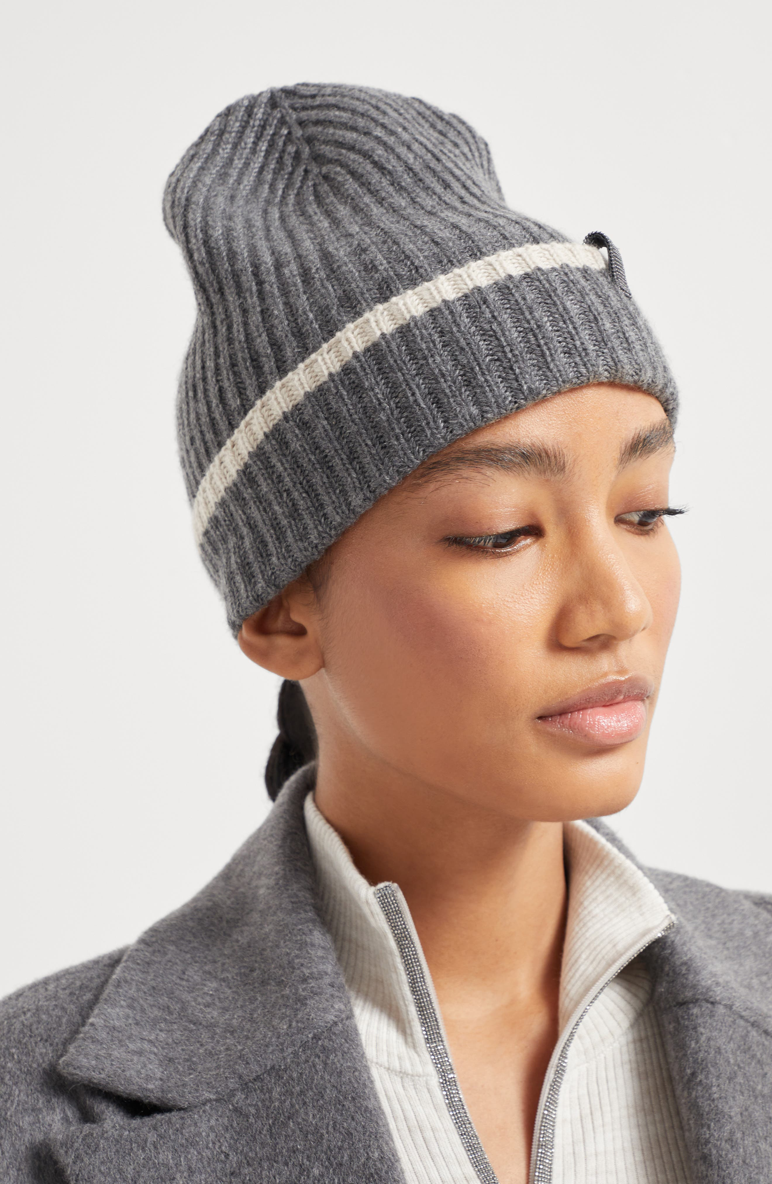 Brunello Cucinelli Knit beanie in Medium Grey at Nordstrom - 4