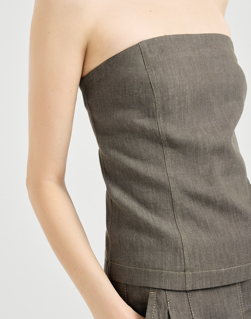 Cotton denim-effect twill bandeau top 4