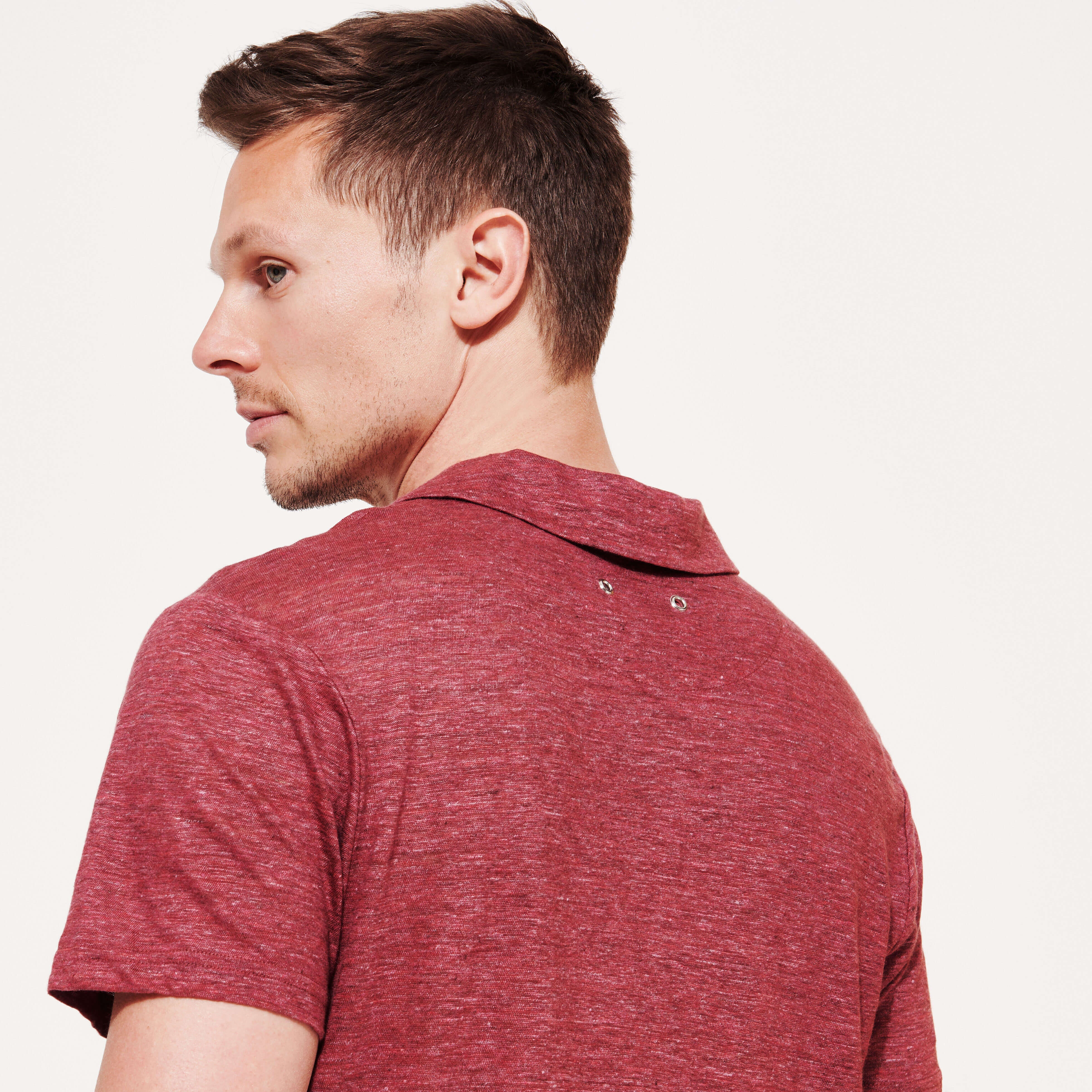 Men Linen Jersey Polo Shirt Solid - 5