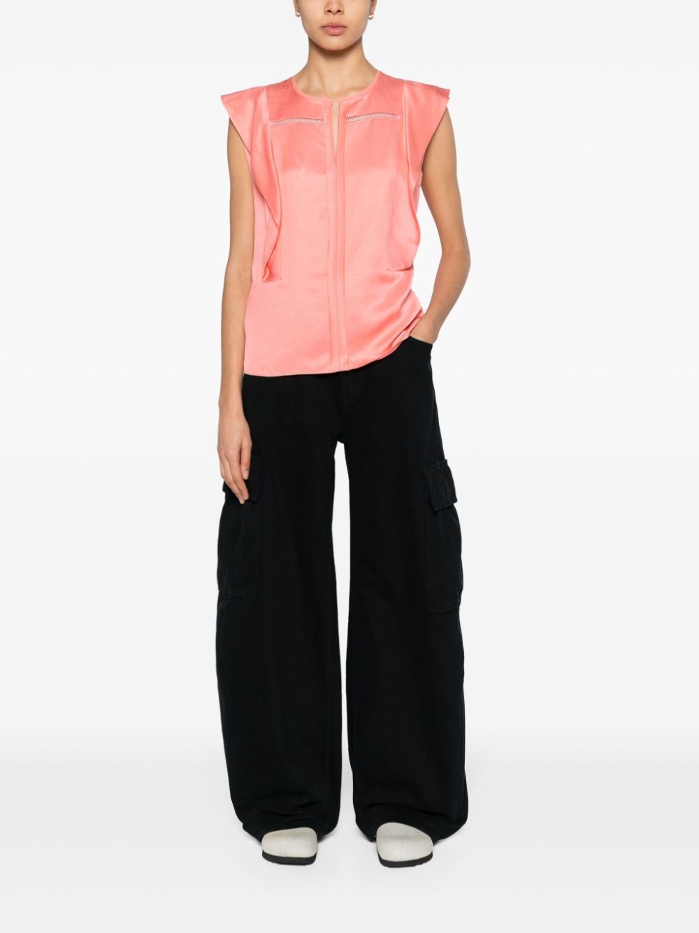 ruffle-trim twill blouse - 2