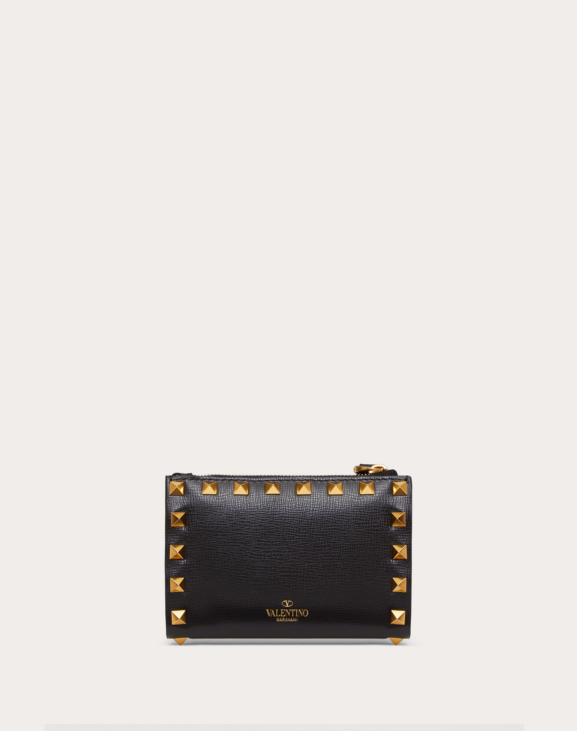 VALENTINO GARAVANI ROCKSTUD COIN PURSE AND CARDHOLDER IN GRAINY CALFSKIN LEATHER WITH ALL-OVER STUDS - 3