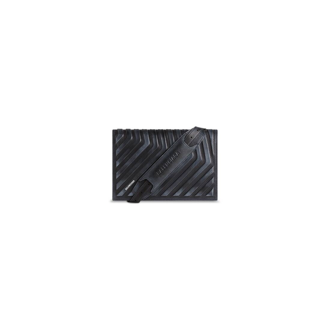Men's Car Flap Bag With Strap Dirty Effect in Black - 4