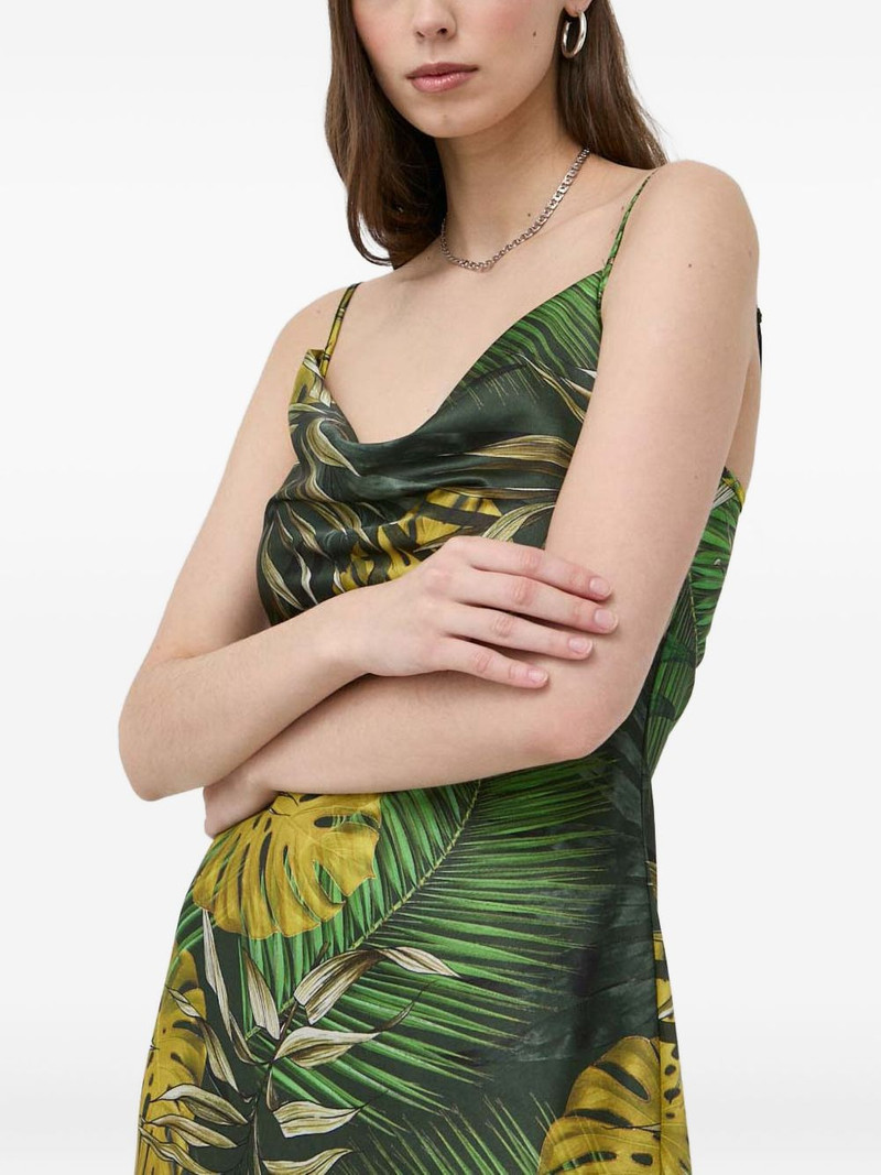 cowl-neck leaf-print dress 1