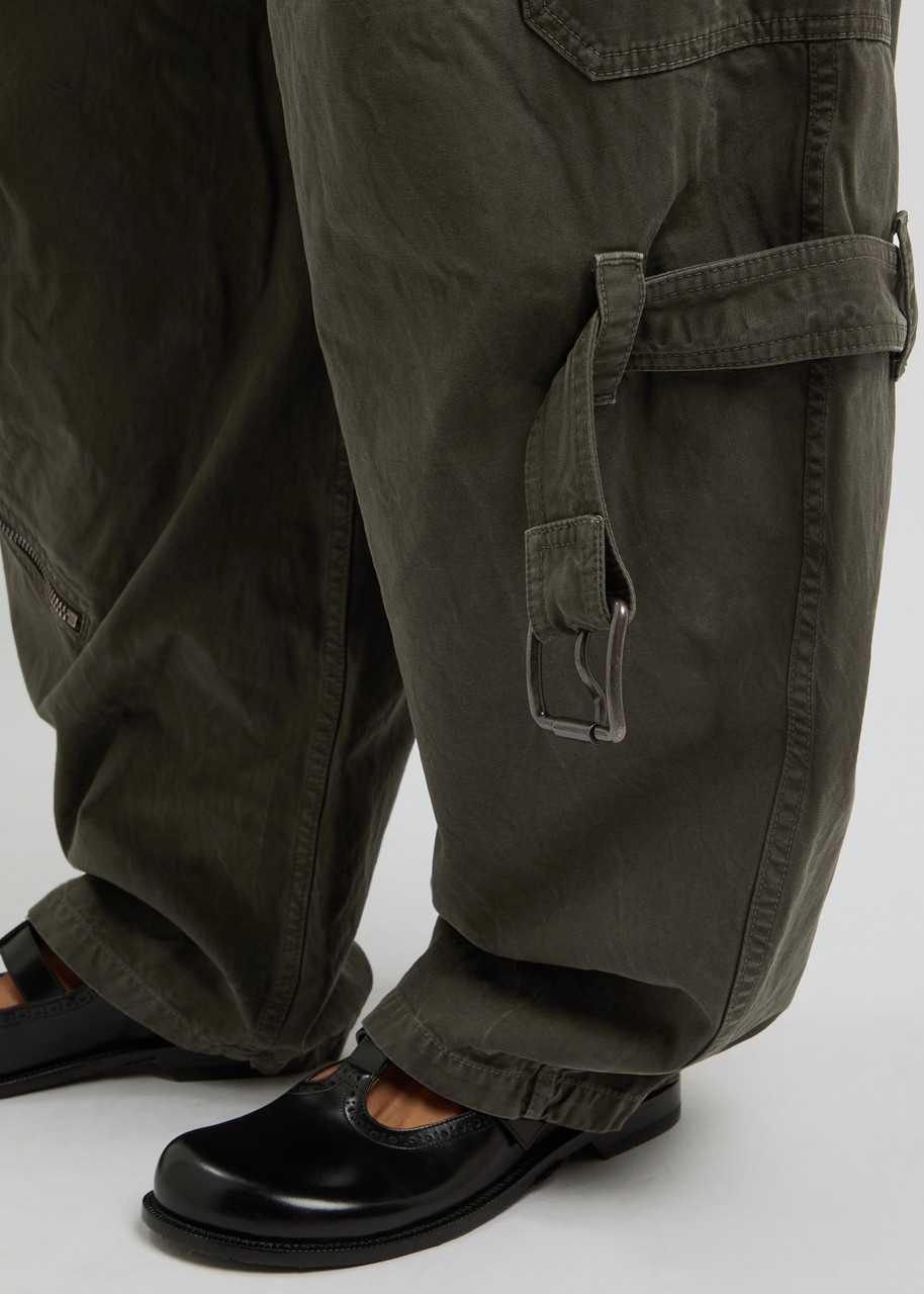 Loewe Womens Balloon Cotton Olive Cargo Trousers UK8/S - 5